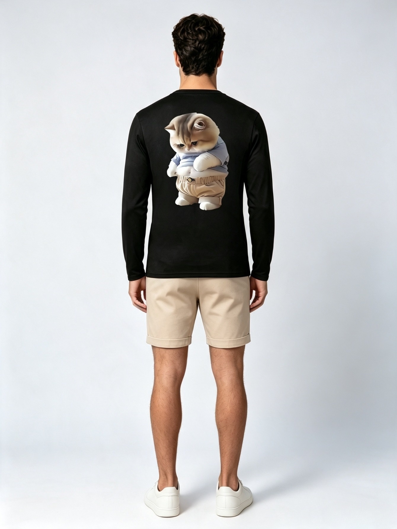 Men Black Graphic Print Long Sleeve T-Shirt
