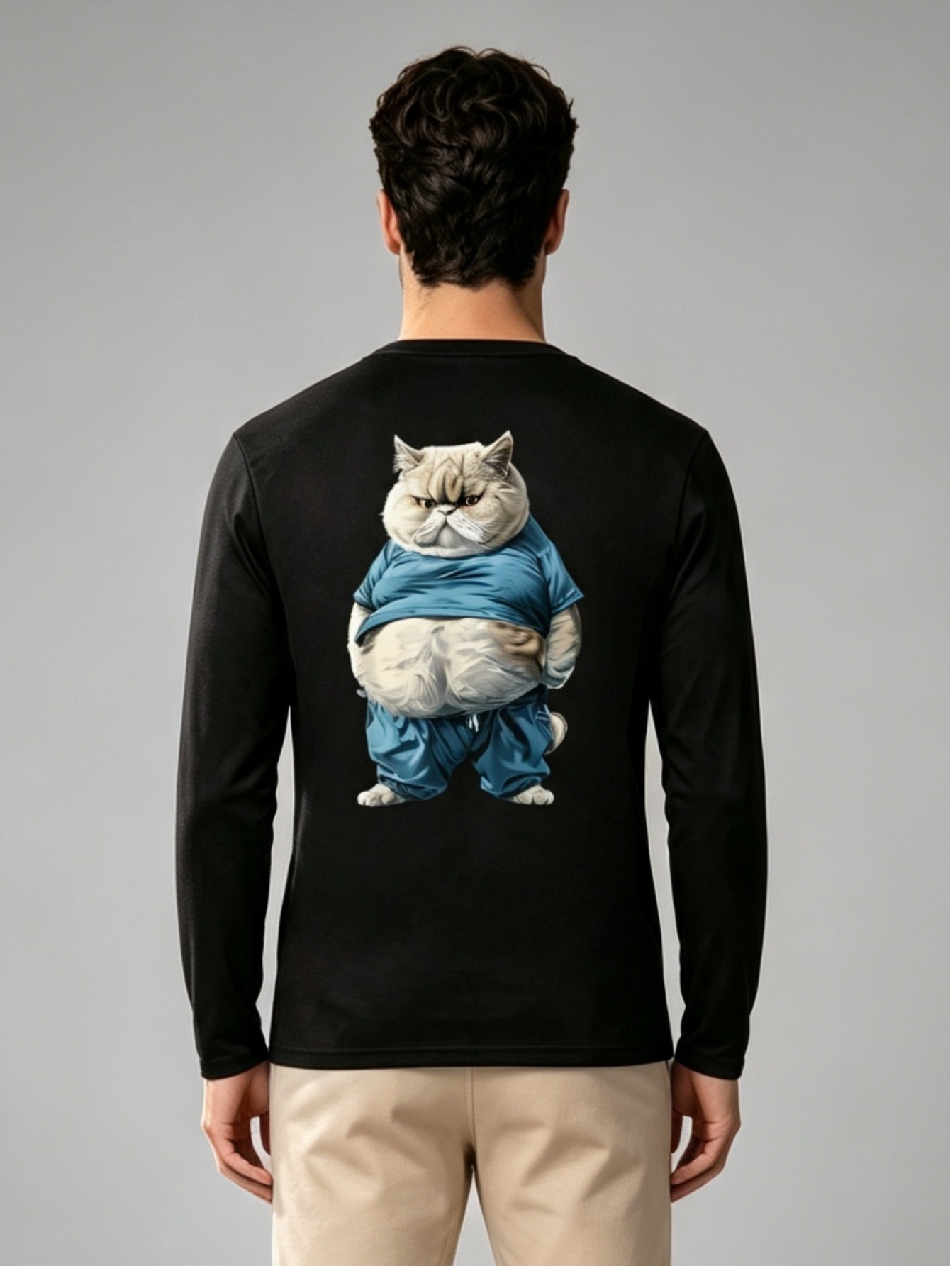 Men Black Graphic Print Long Sleeve T-Shirt