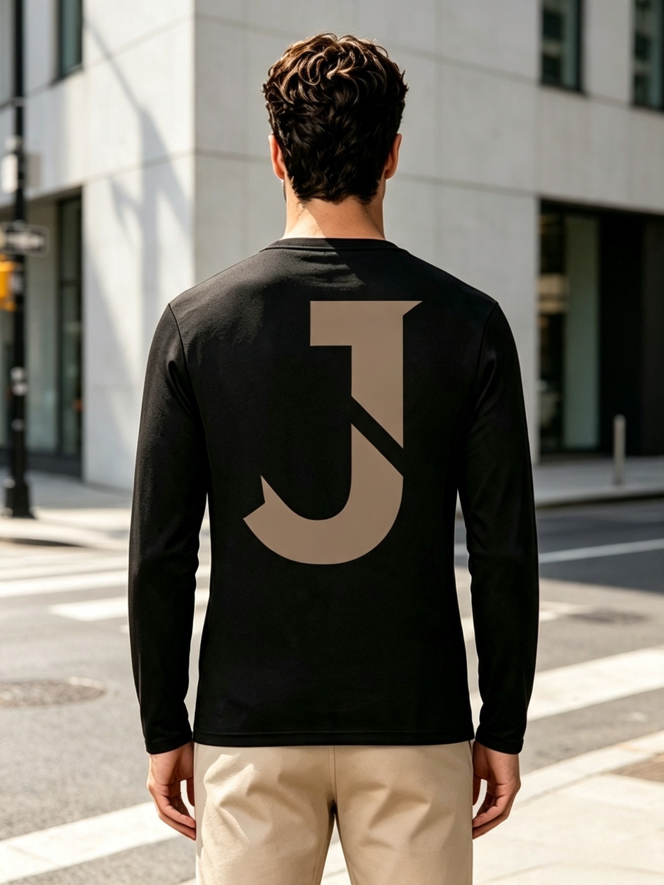 Men Black Graphic Print Long Sleeve T-Shirt 