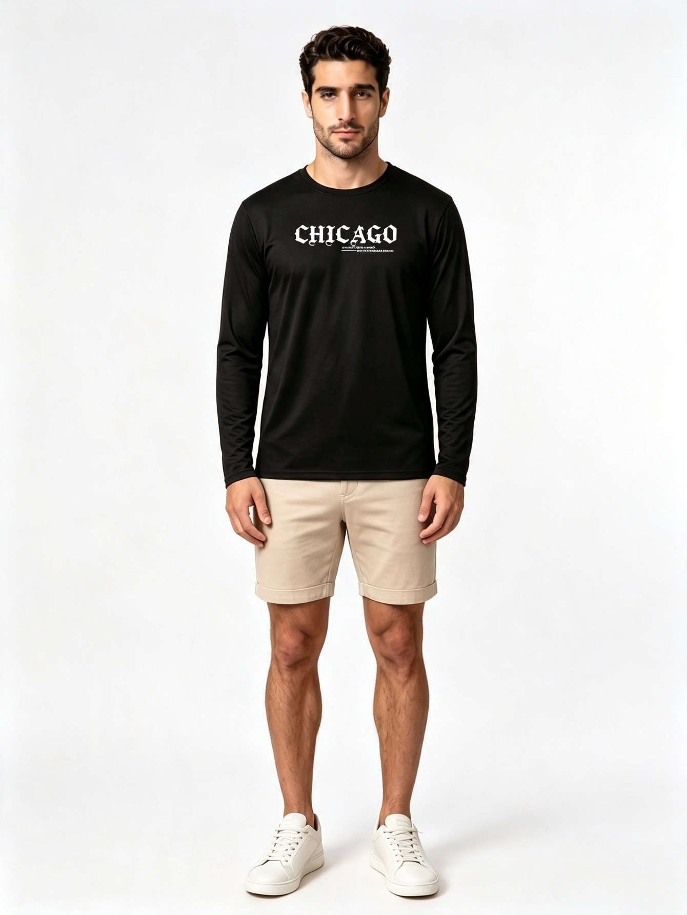 Men Black Graphic Print Long Sleeve T-Shirt