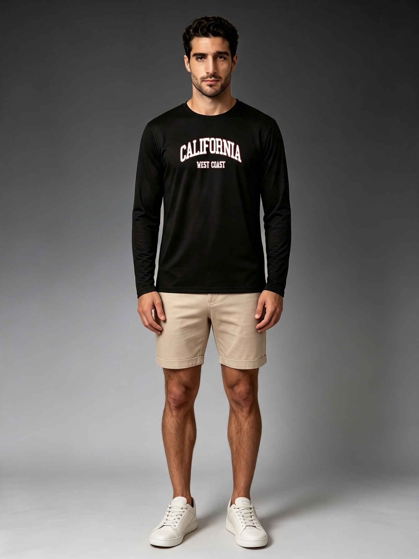 Men Black Graphic Print Long Sleeve T-Shirt