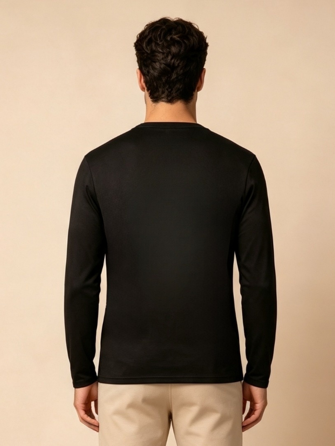 Men Black Graphic Print Long-Sleeve T-Shirt 