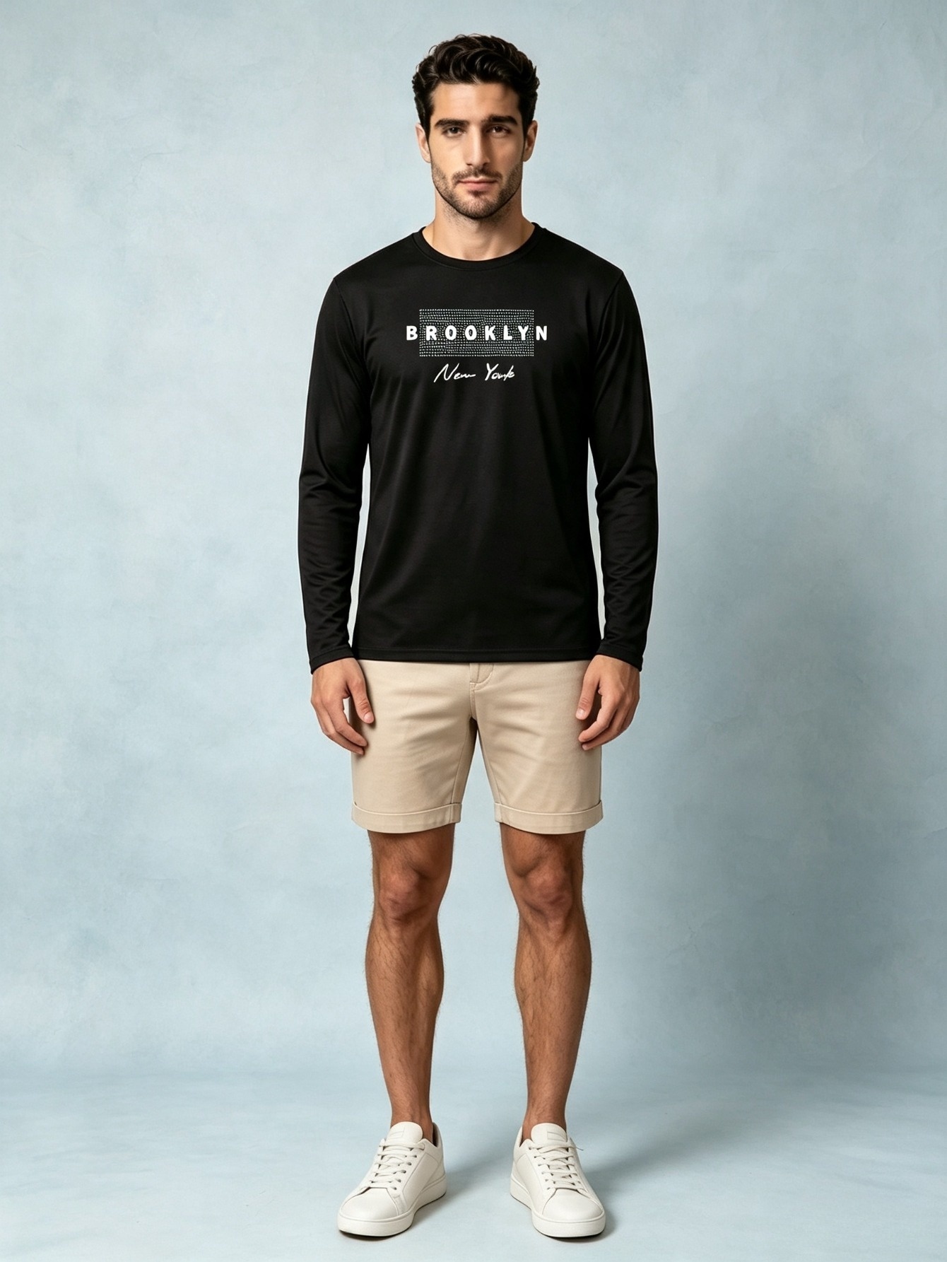 Men Black Graphic Print Long-sleeved T-Shirt