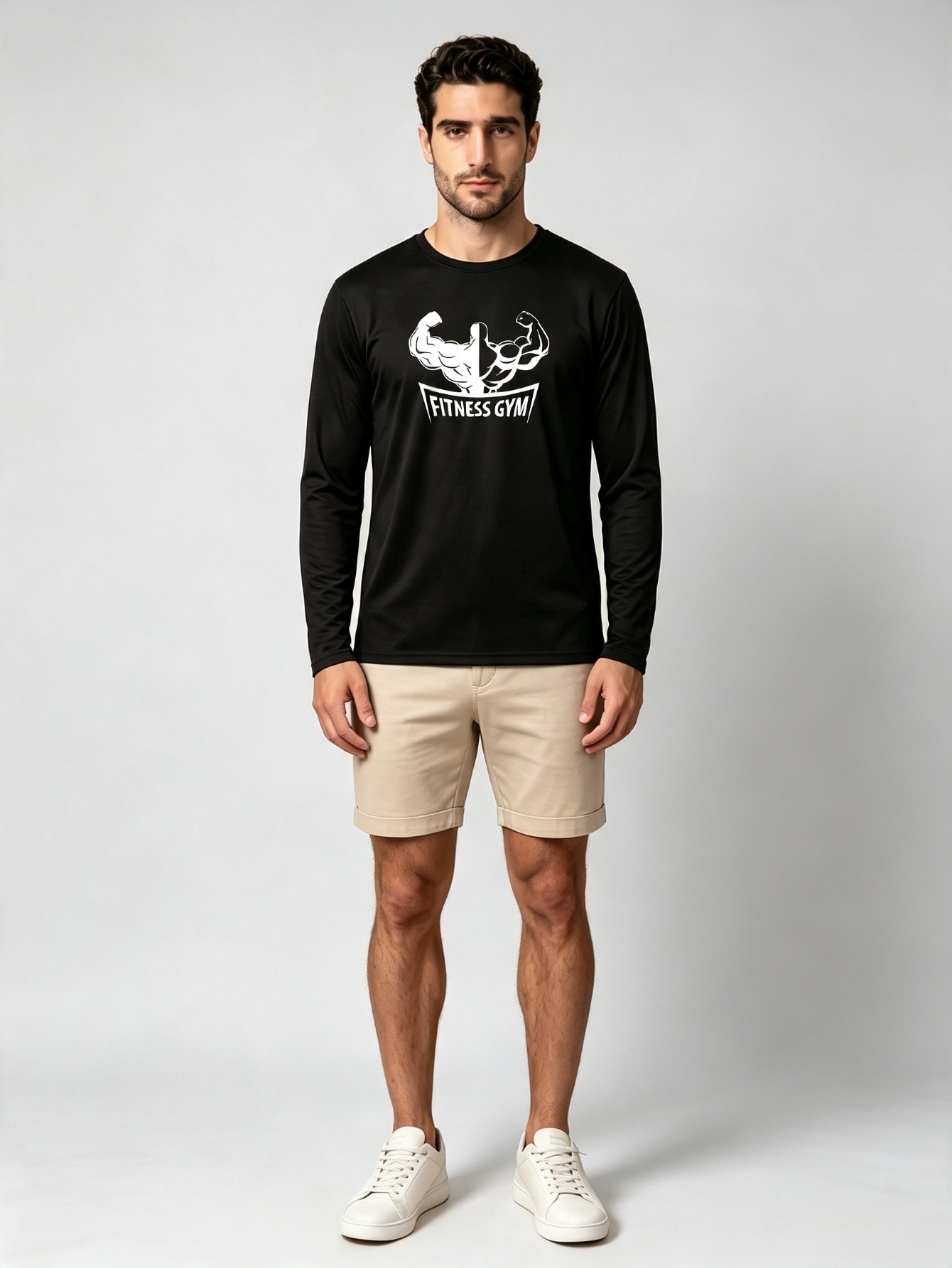 Men Black Graphic Print Long Sleeve T-Shirt