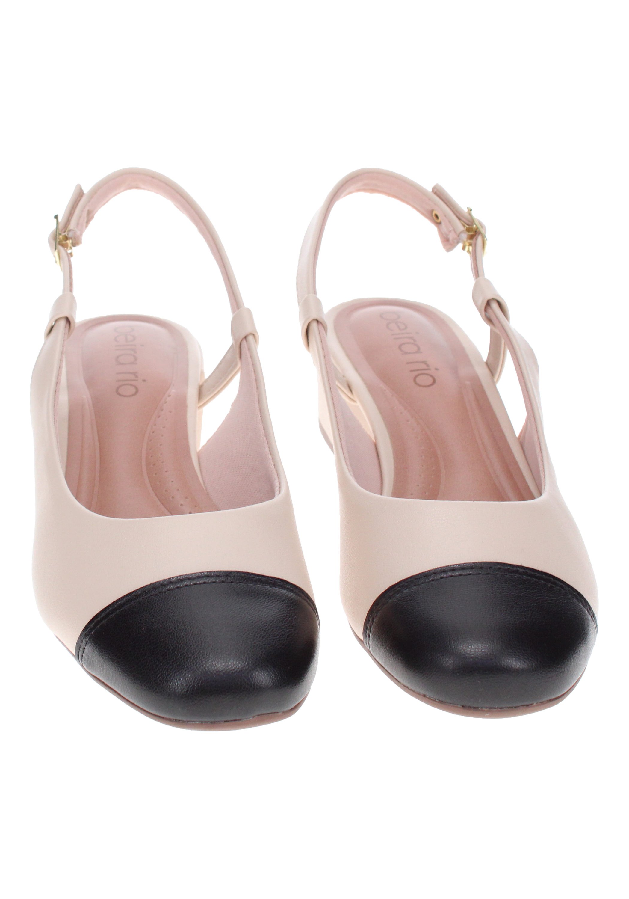 Cream Low Heel Slingback Sandals