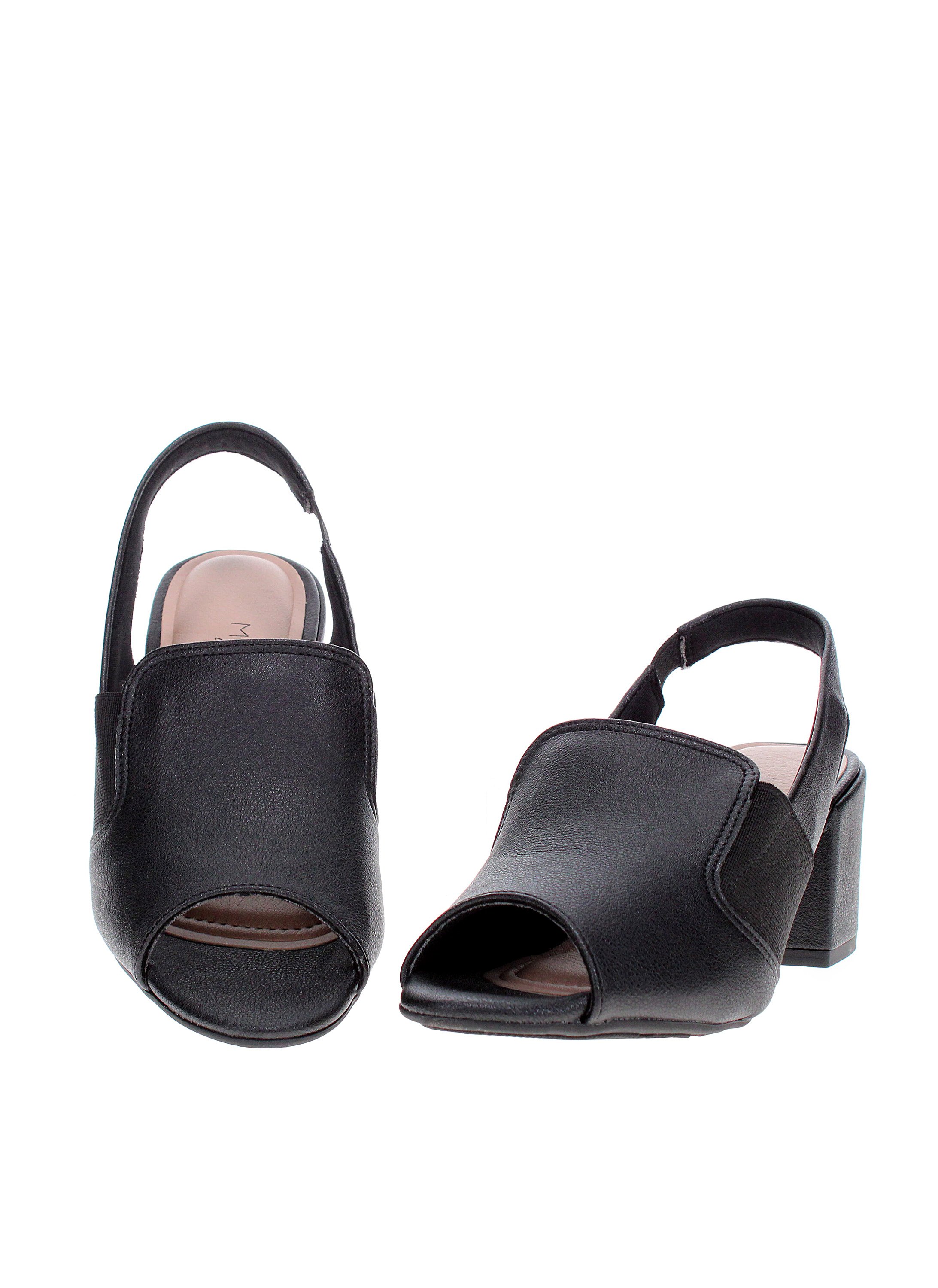 Black Mid Heel Slingback Sandals