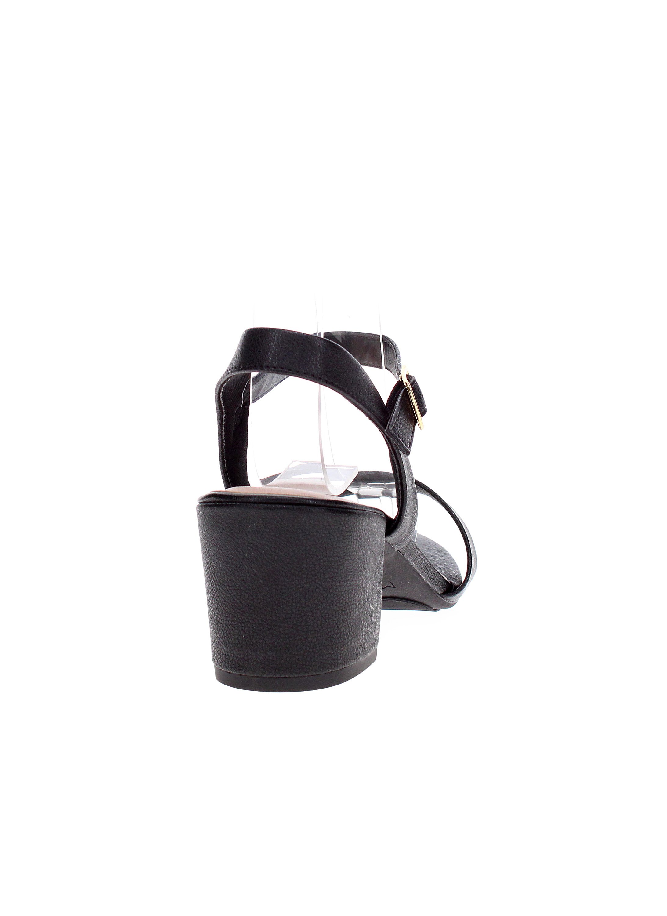 Black Ankle Strap Design Block Heel Sandals