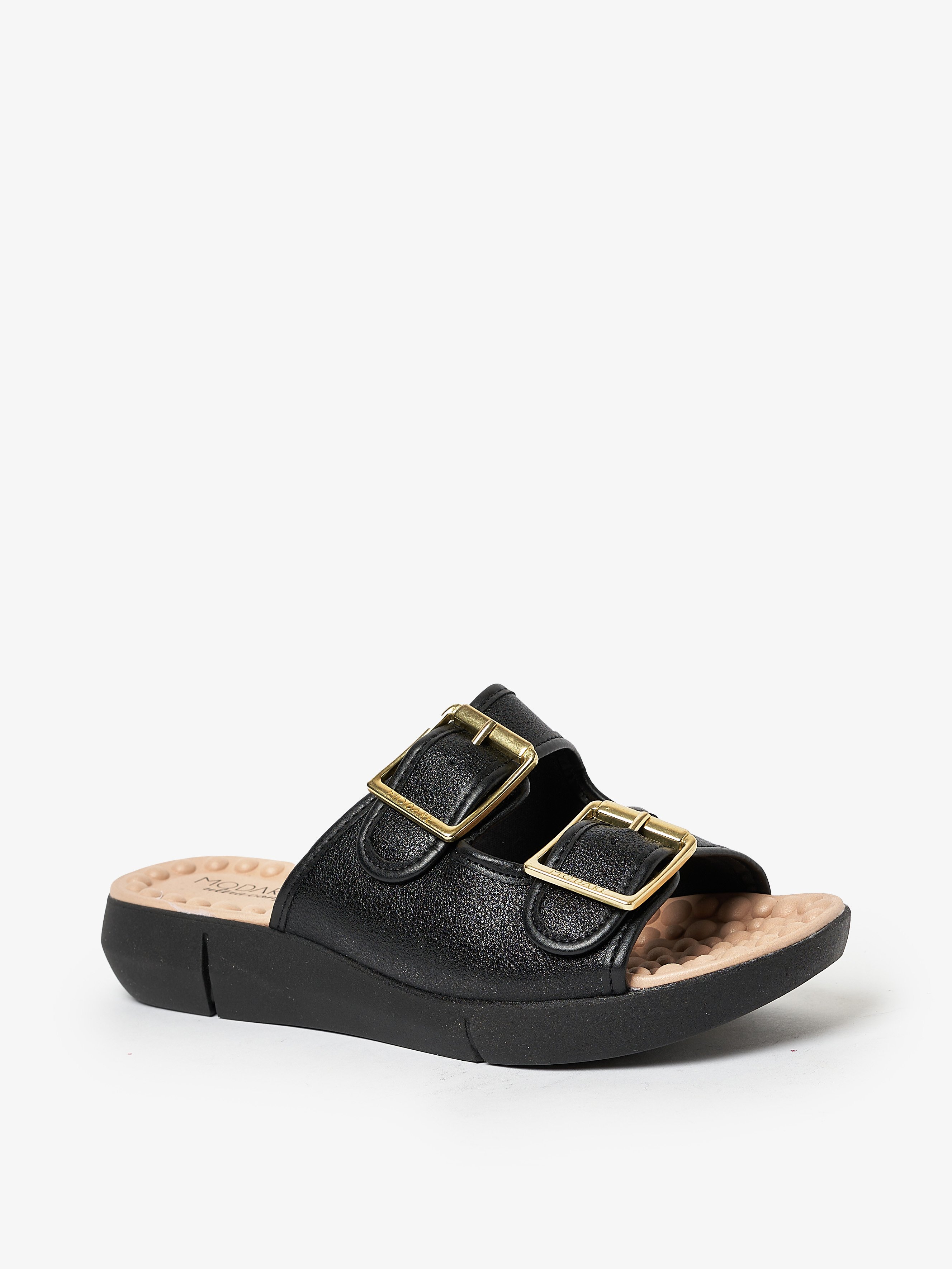 Black Comfort Flat Sandals