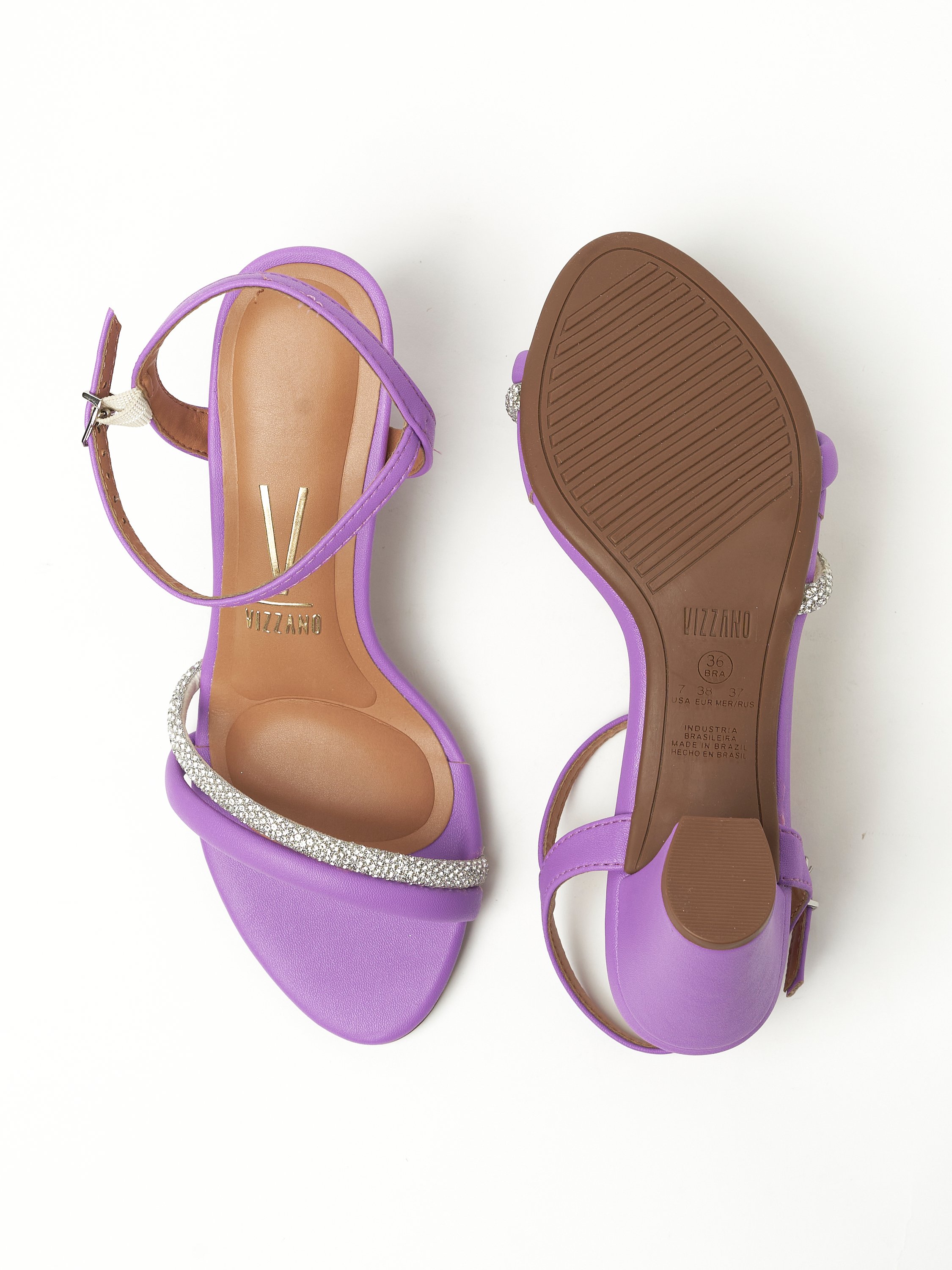 Lilac Embellished Ankle Strap High Heel Sandals