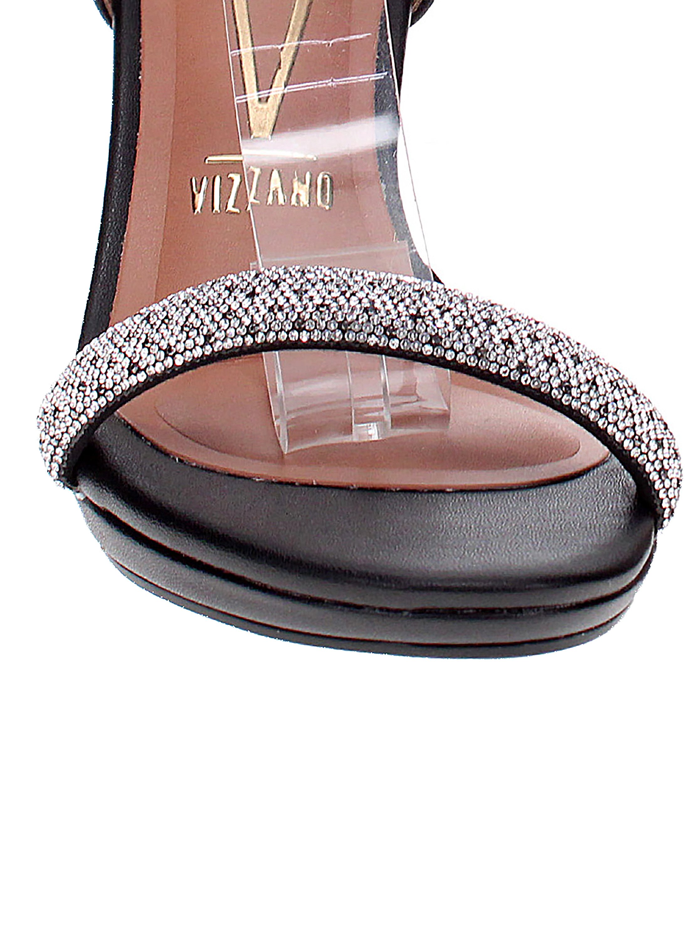 Black High Heel Sandals with Embellished Strap