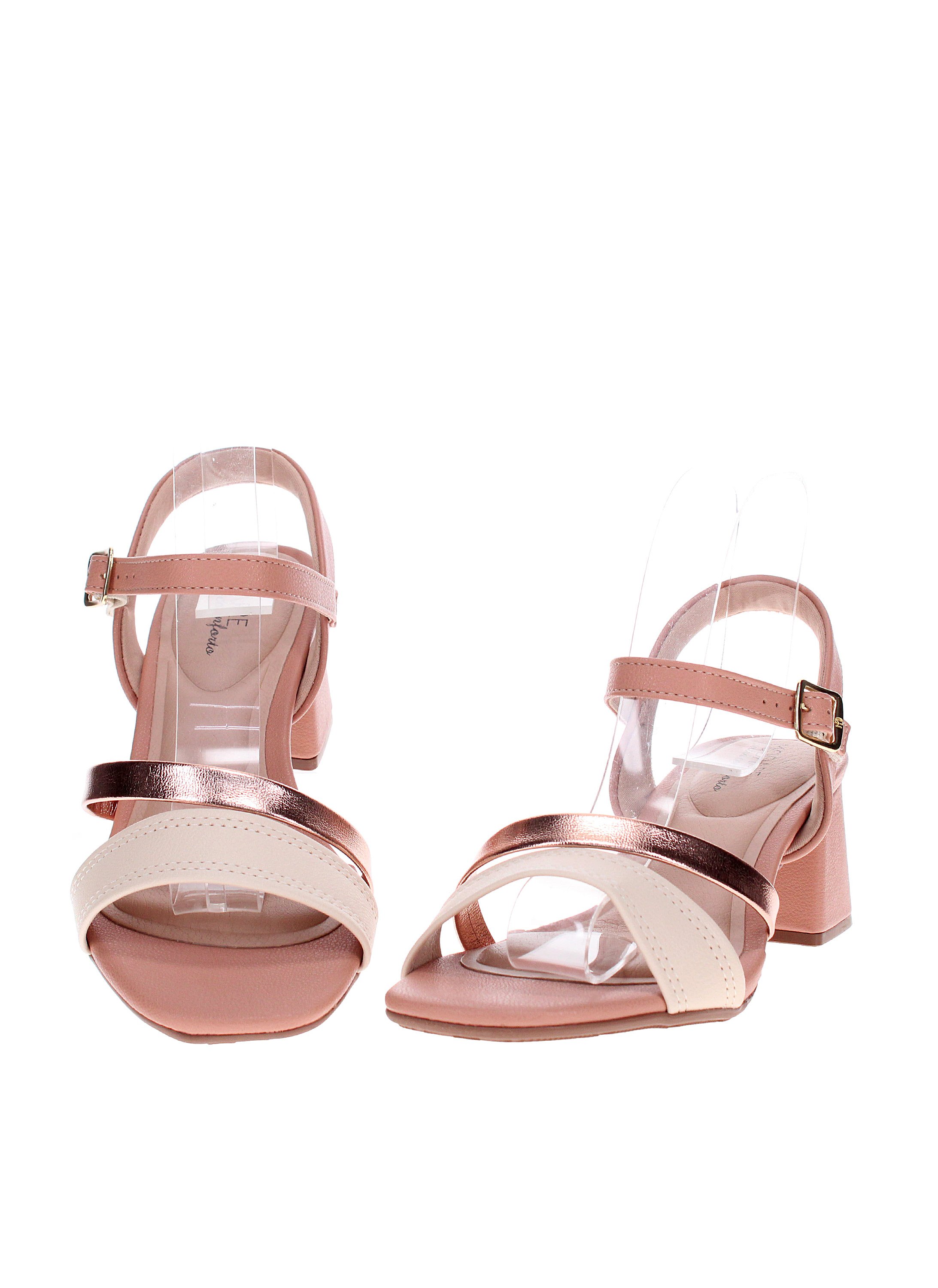 Cream Mid Heel Sandals
