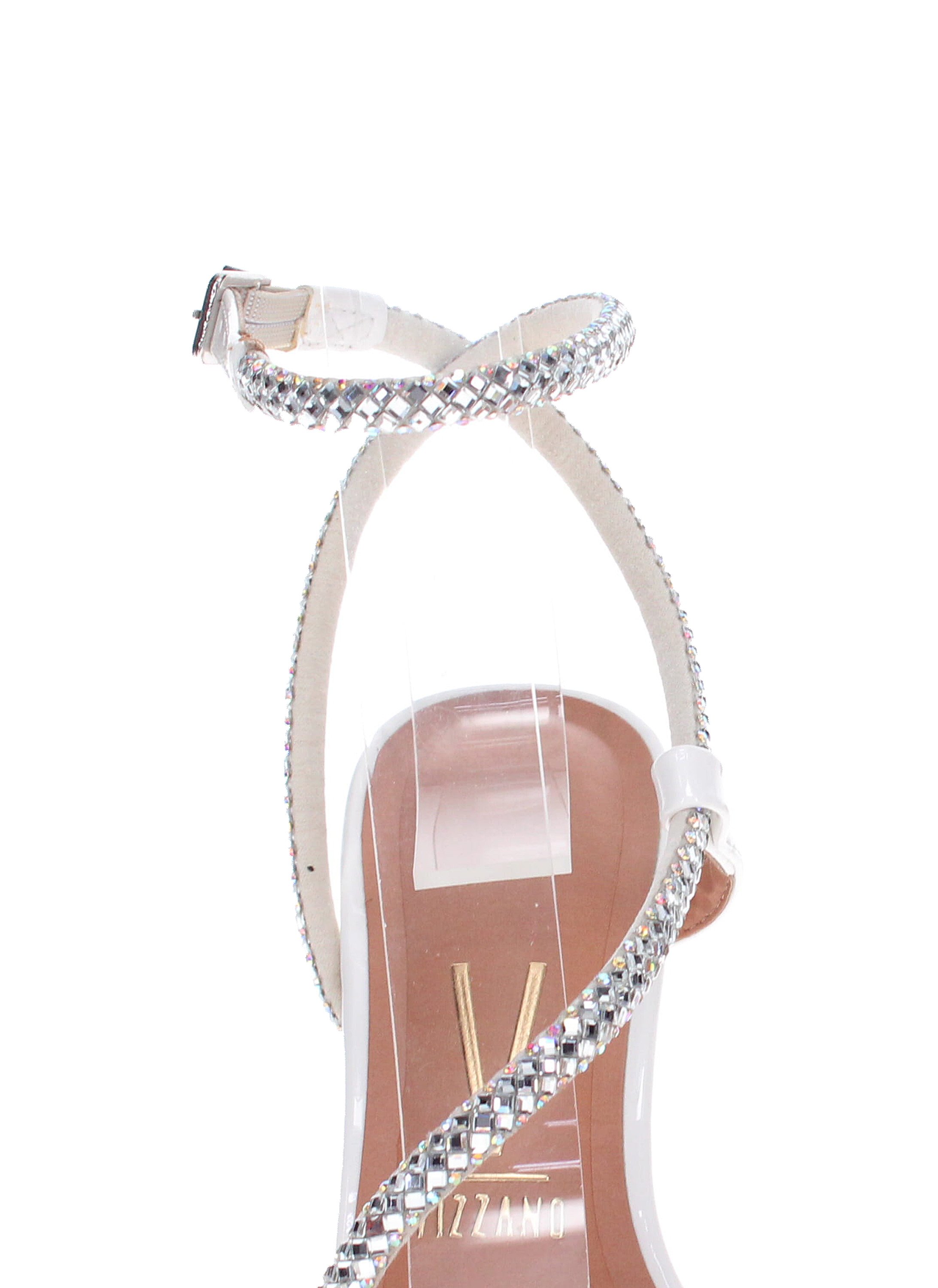 Off-White High Heel Sandals with Embellished Straps