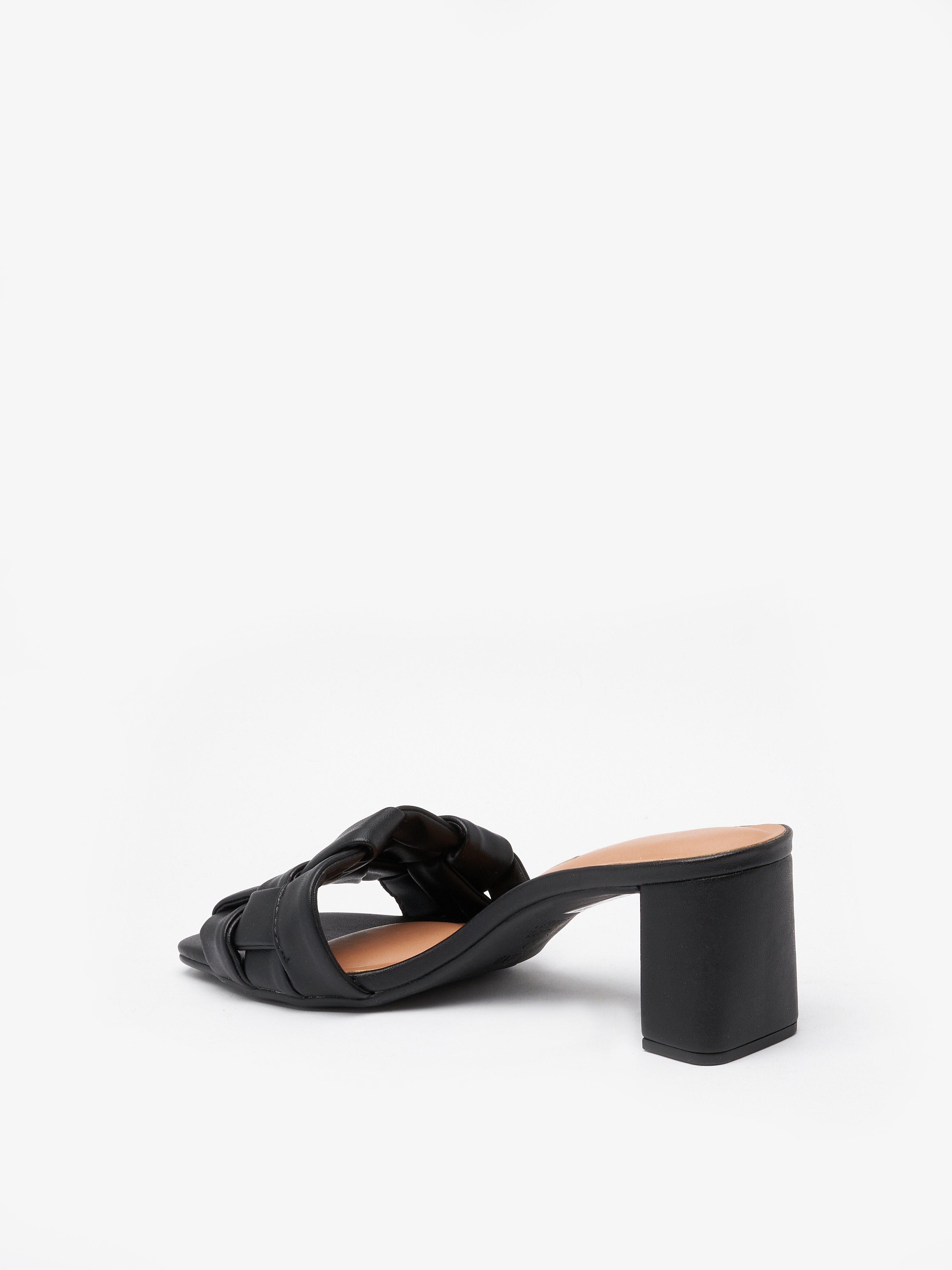 Black Woven Block Heel Sandals