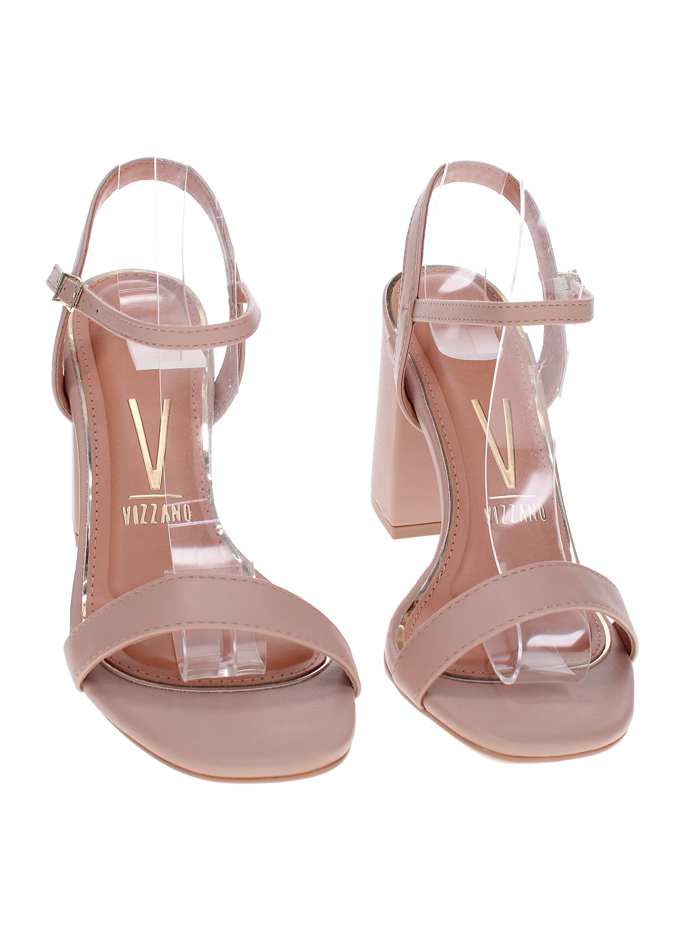 Beige Slingback Mid Heel Sandals