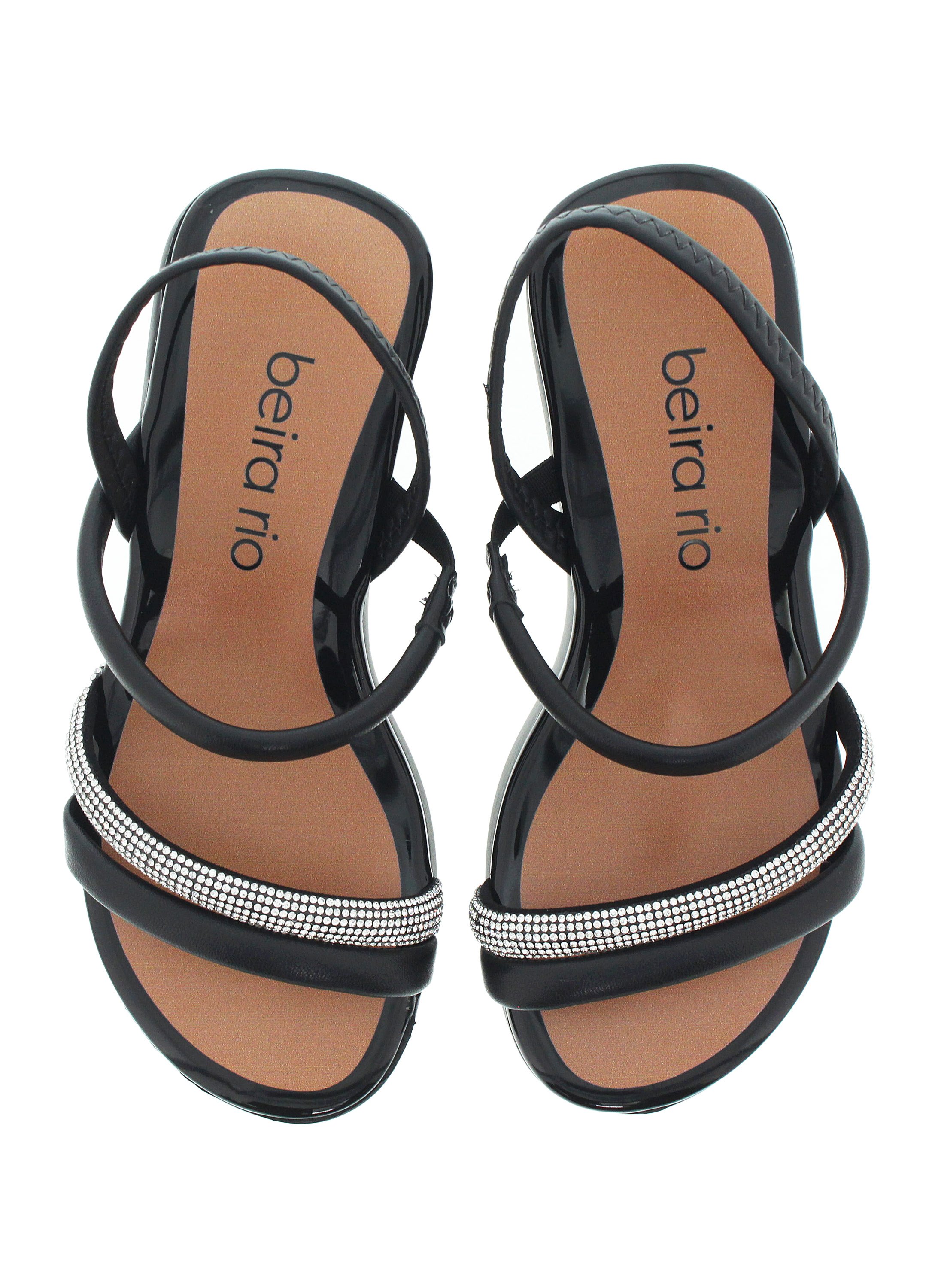Black Wedge Sandals with Rhinestone Embellishment