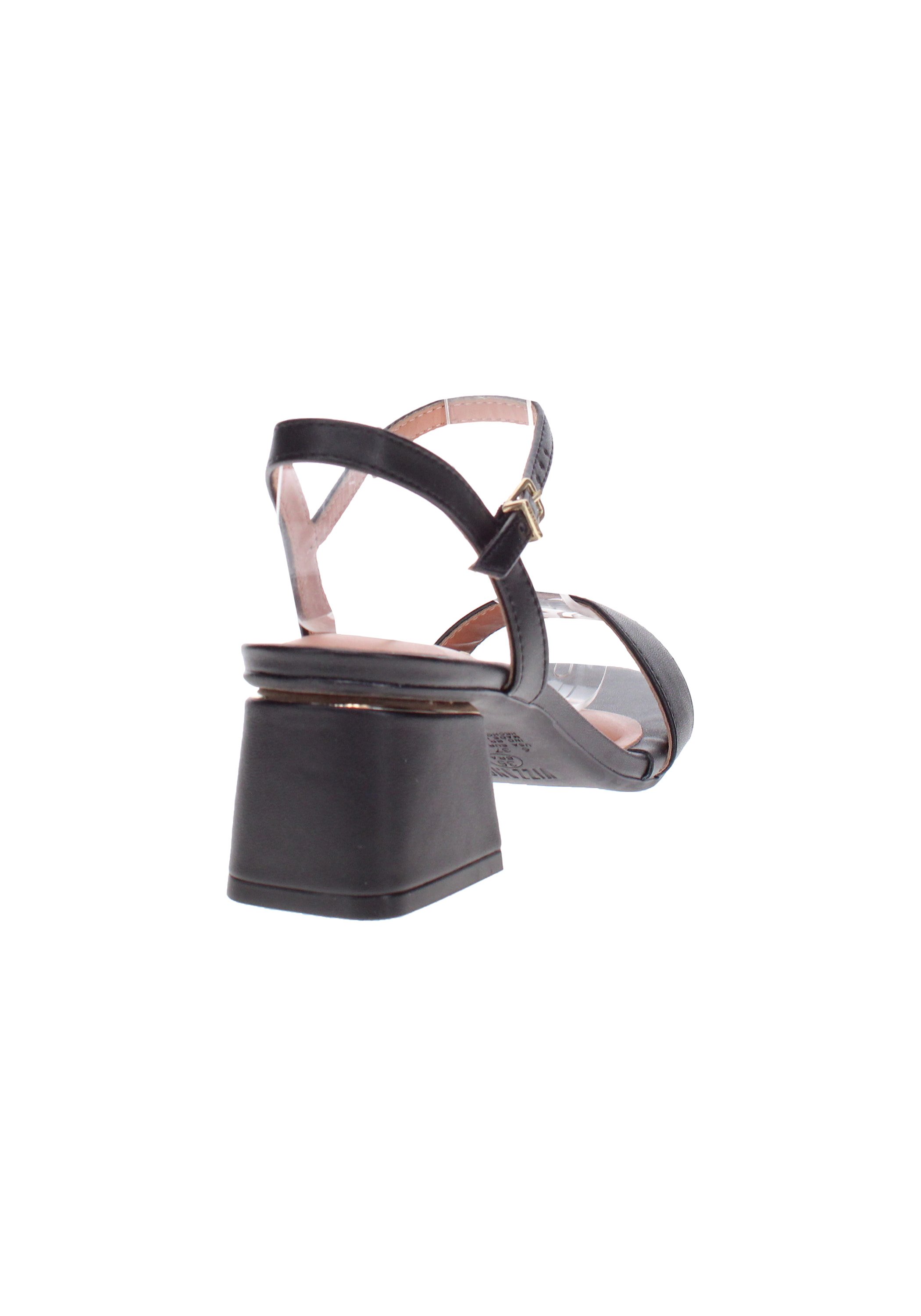 Black Mid-Heel Slingback Sandals
