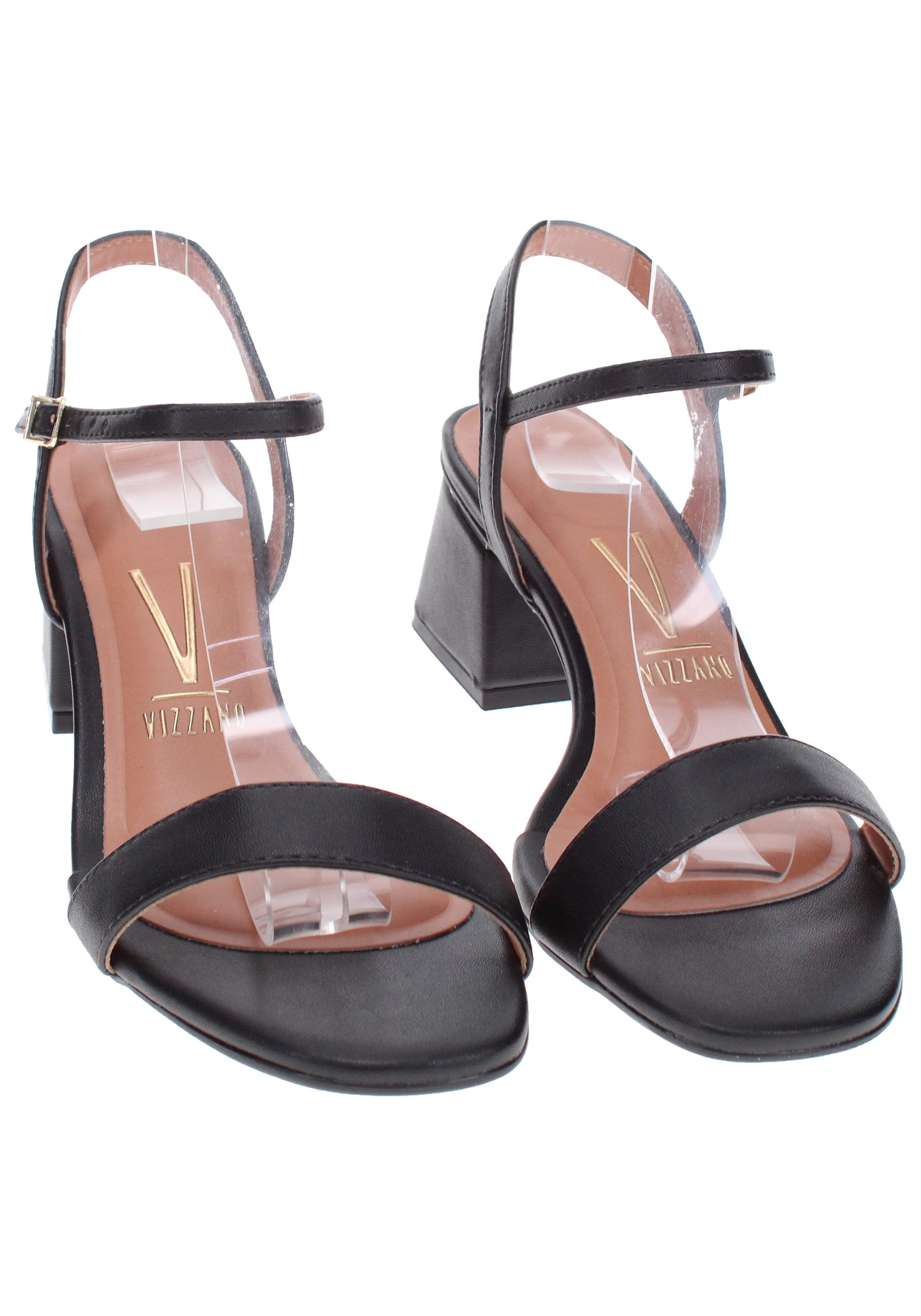 Black Mid-Heel Slingback Sandals