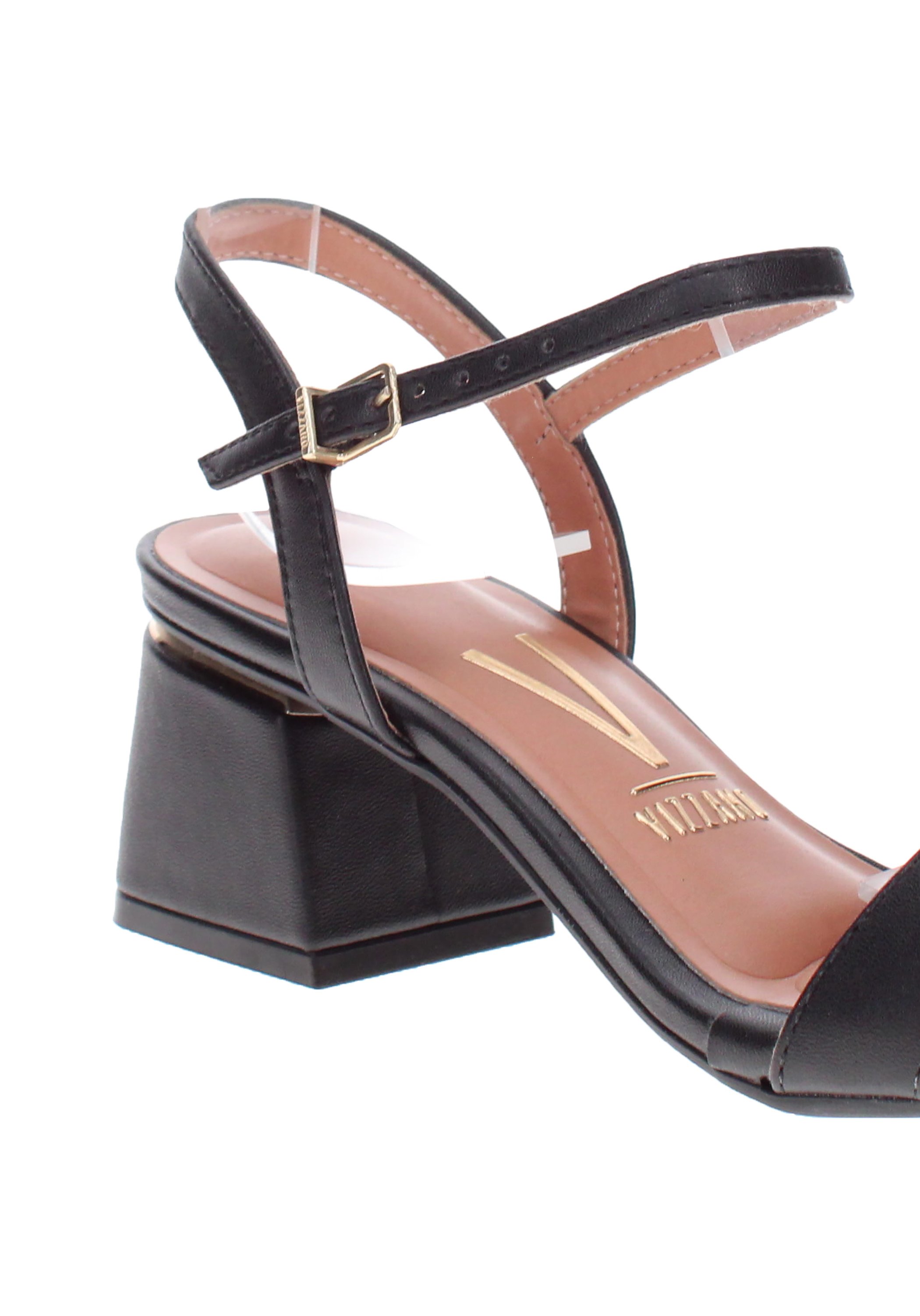 Black Mid-Heel Slingback Sandals