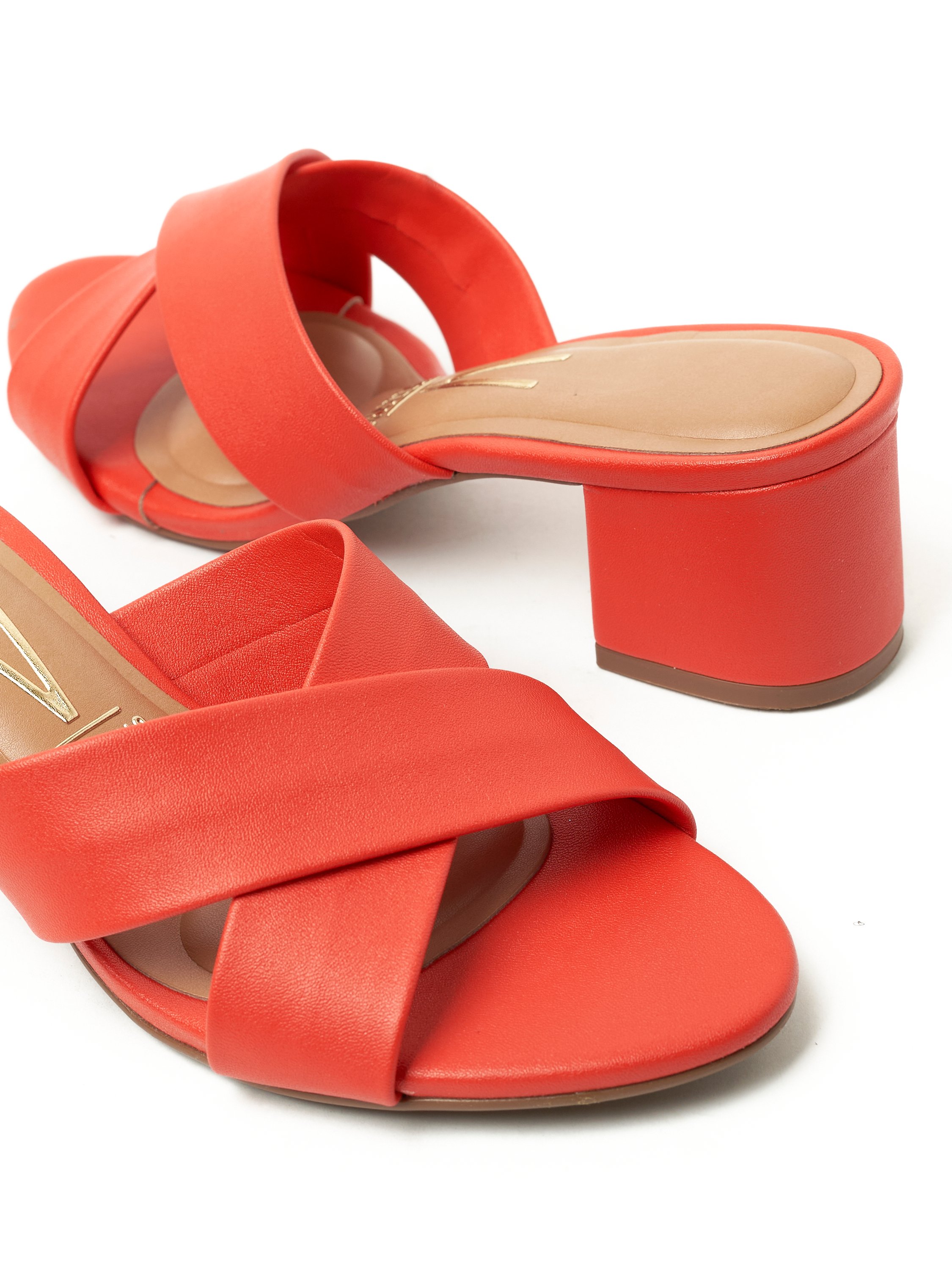 Orange Mid Heel Sandals