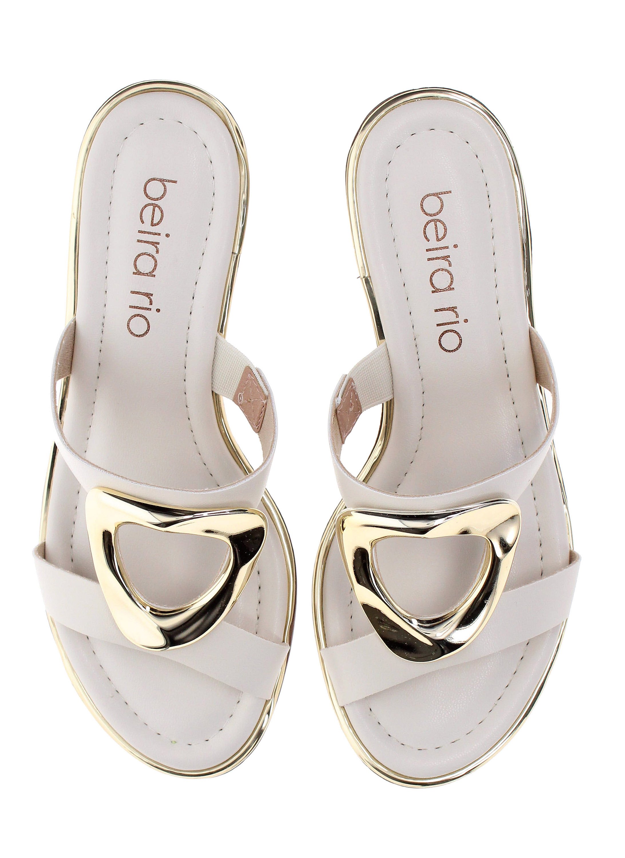 Off-White Metal Accent Mule Sandals