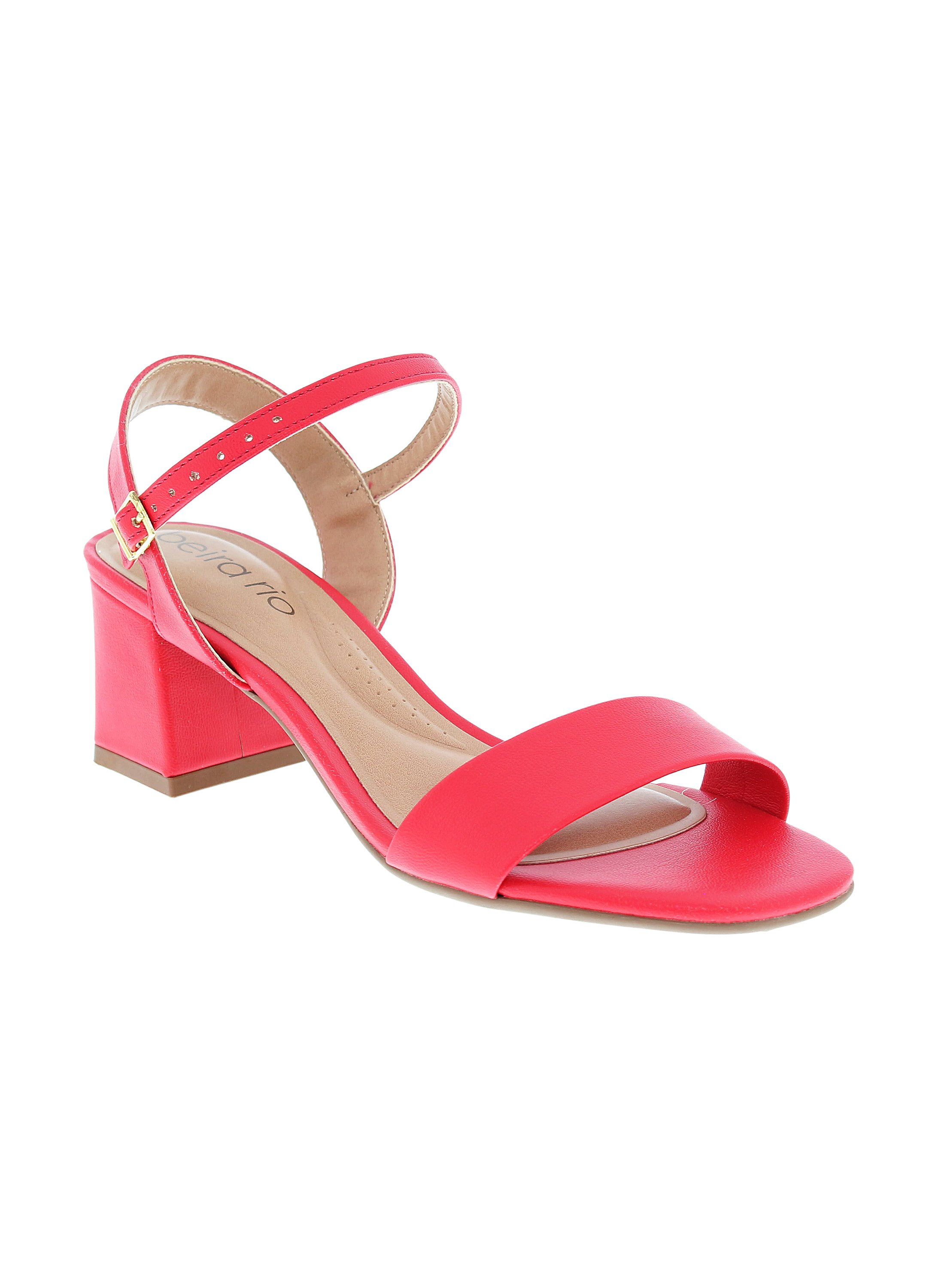 Pink Ankle Strap Block Heel Sandals