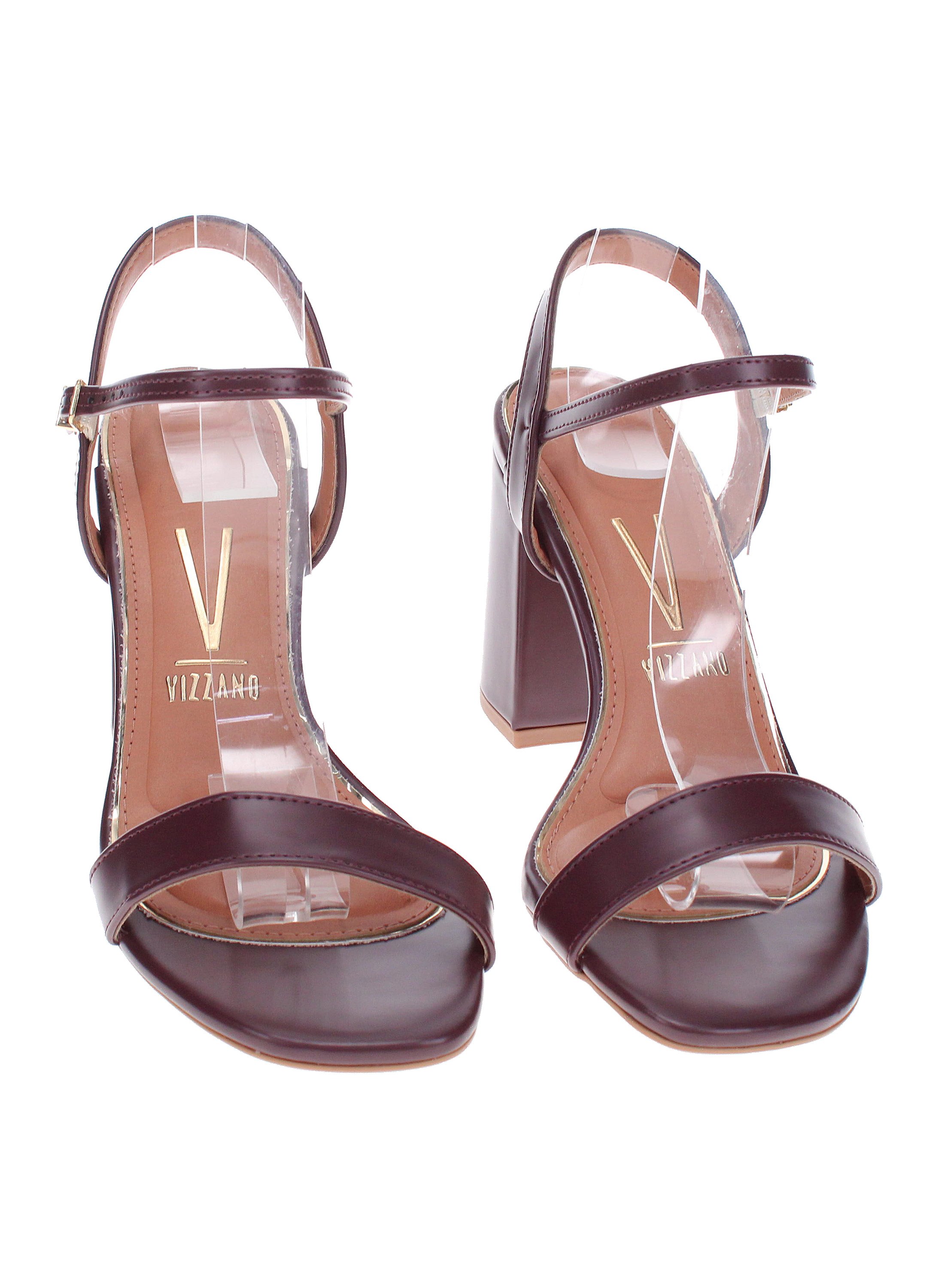 Red Mid-Heel Slip-On Sandals
