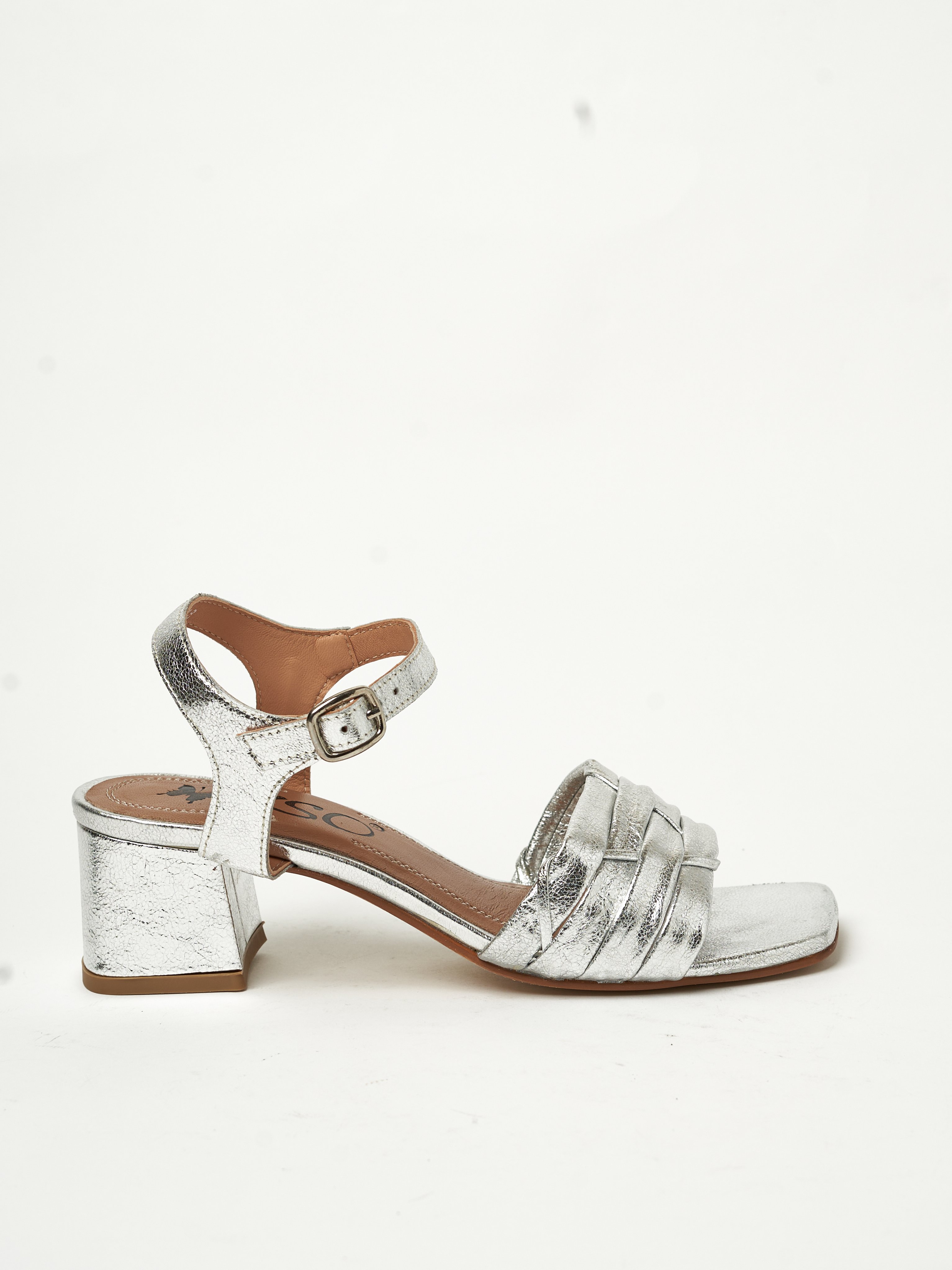Silver Mid-Heel Sandals Footwear