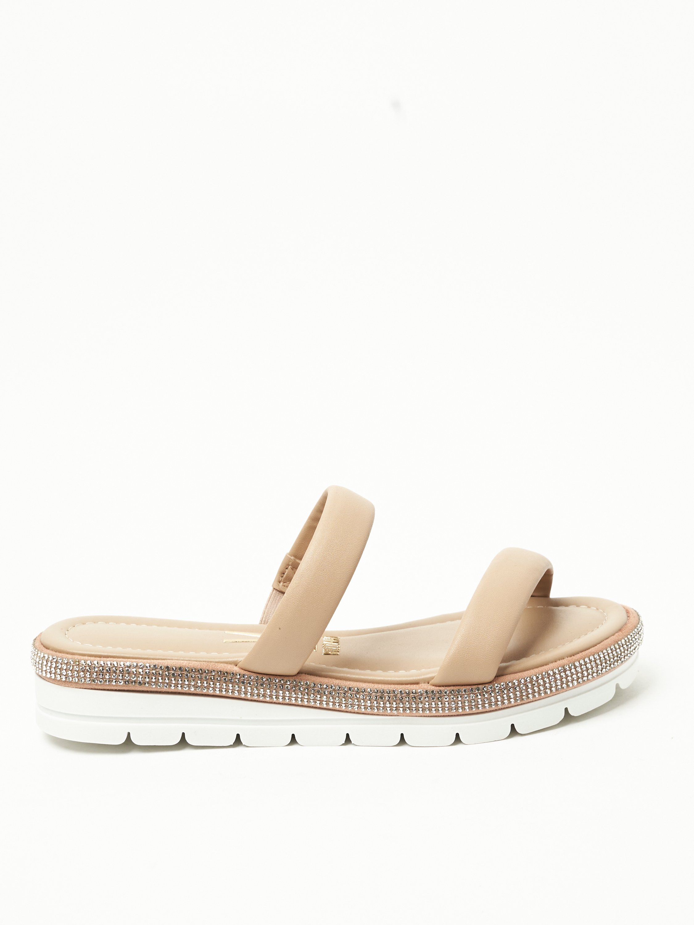 Beige Embellished Comfort Sandals