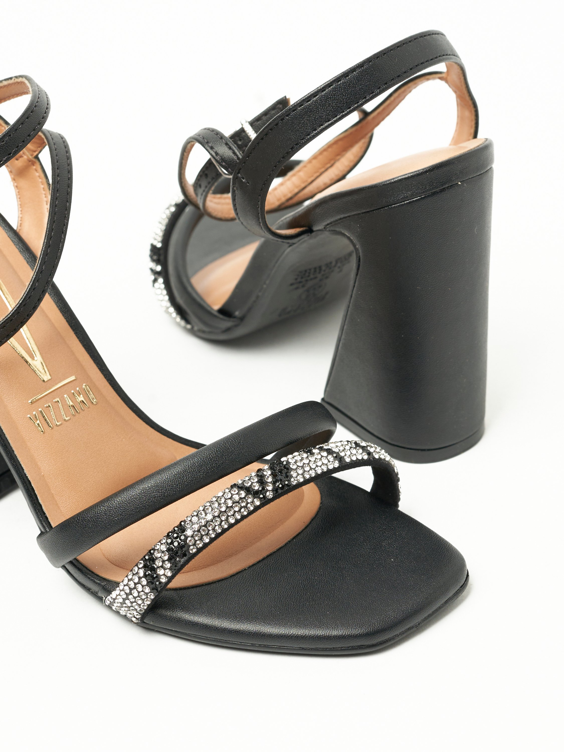 Black High Heel Sandals with Ankle Strap