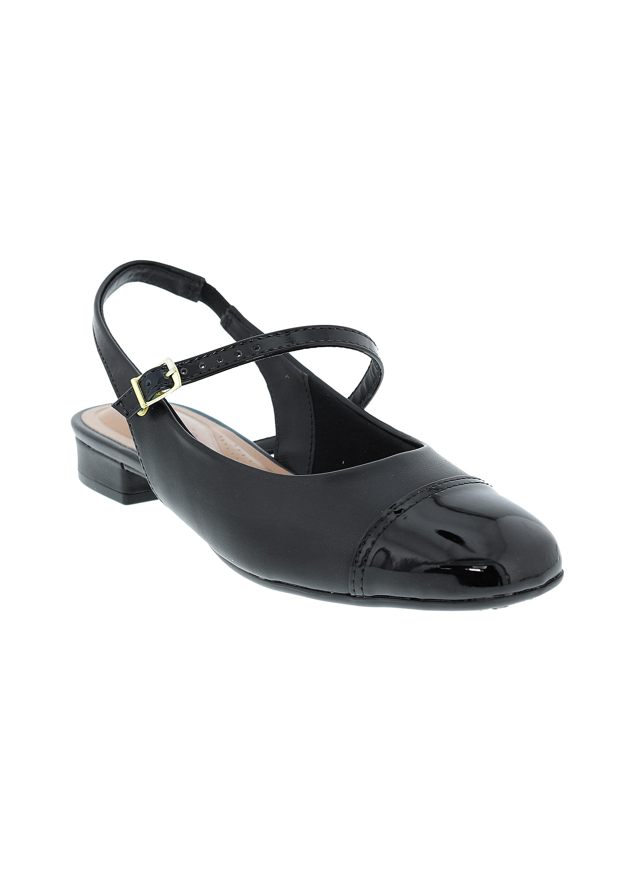 Black Slingback Square Toe Shoes