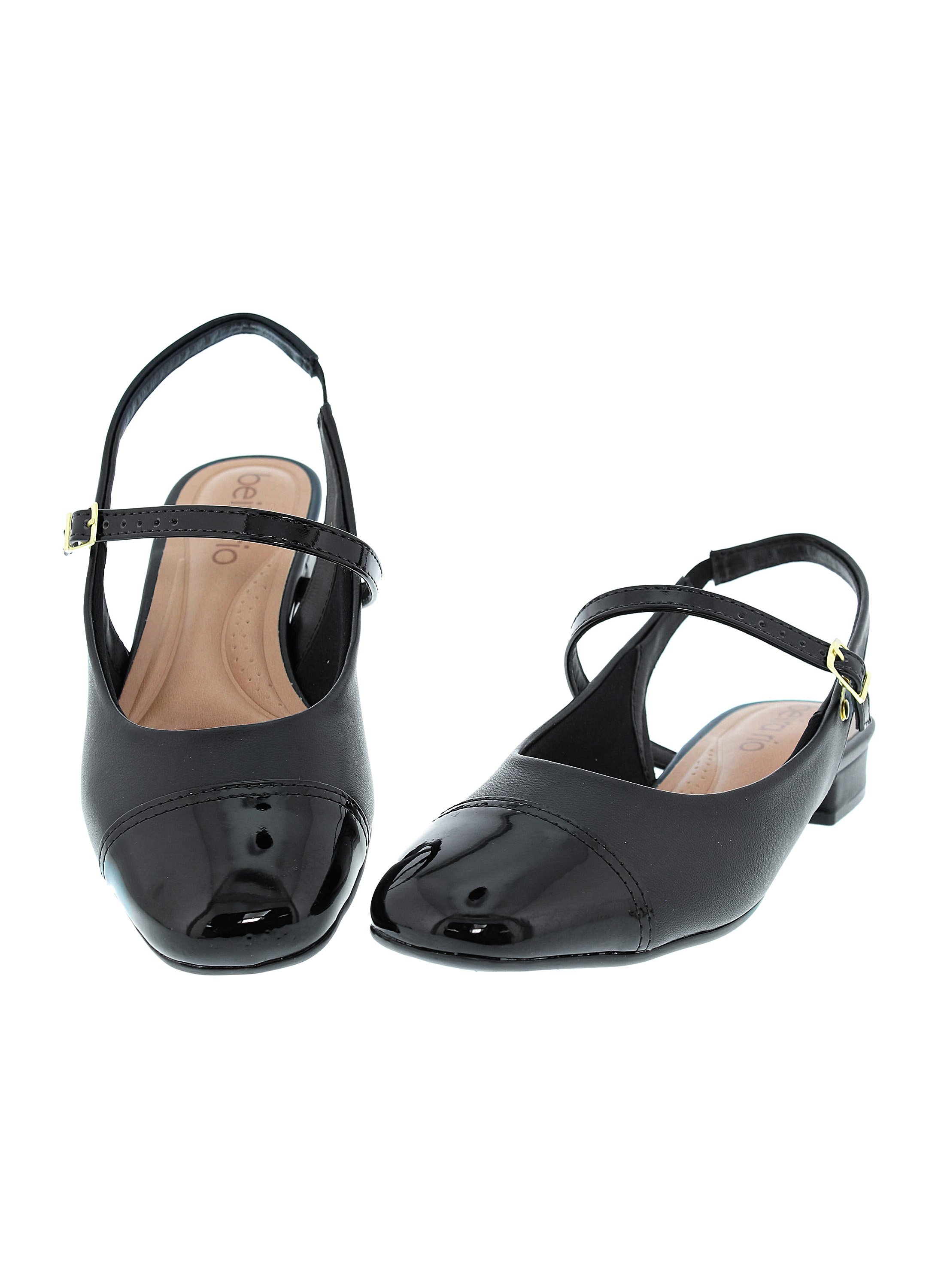 Black Slingback Square Toe Shoes