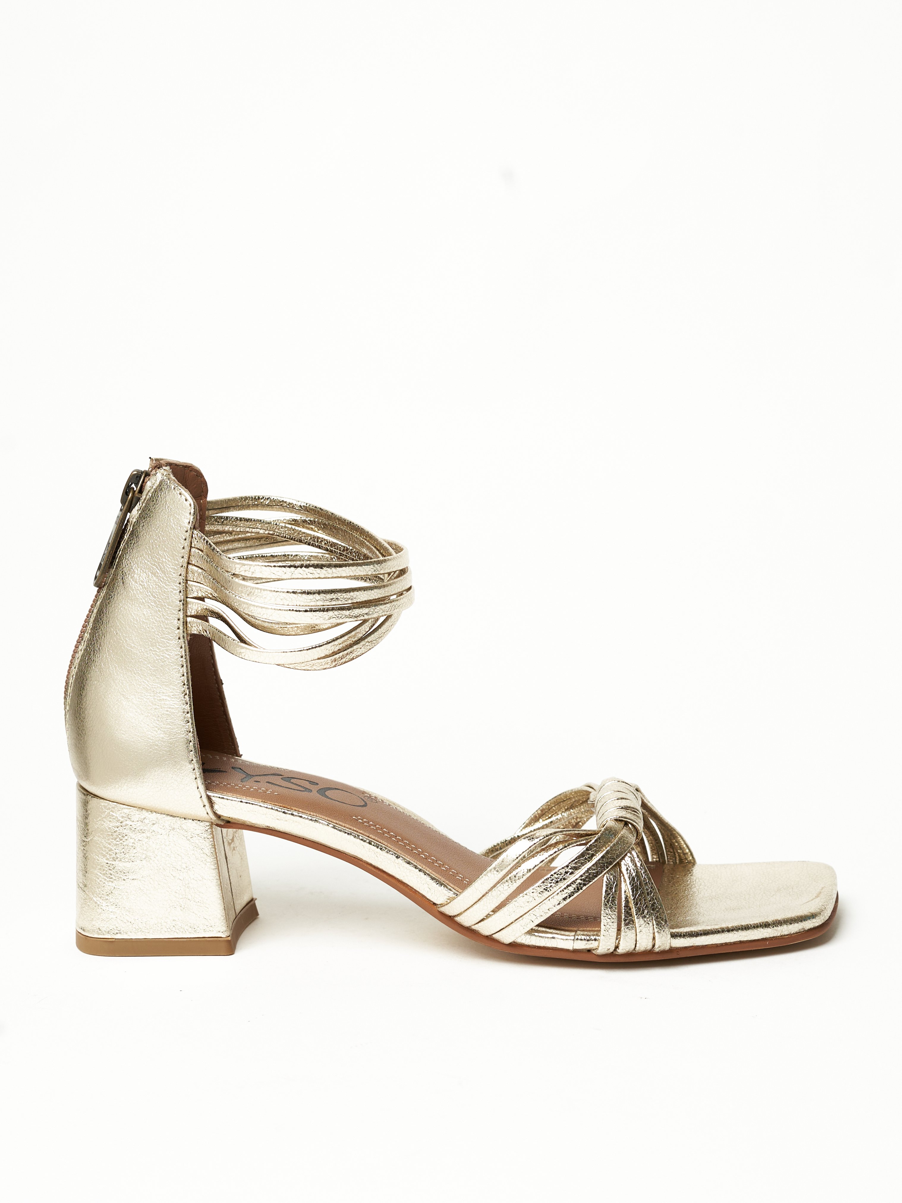 Gold Mid-Heel Sandals