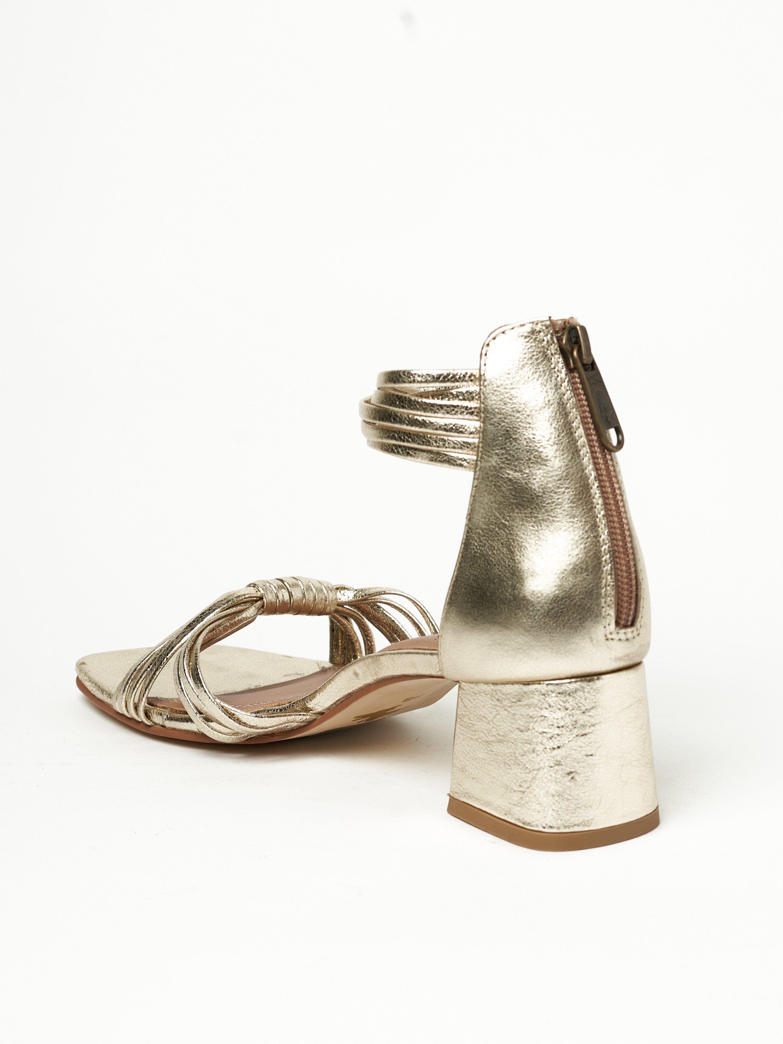 Gold Mid-Heel Sandals