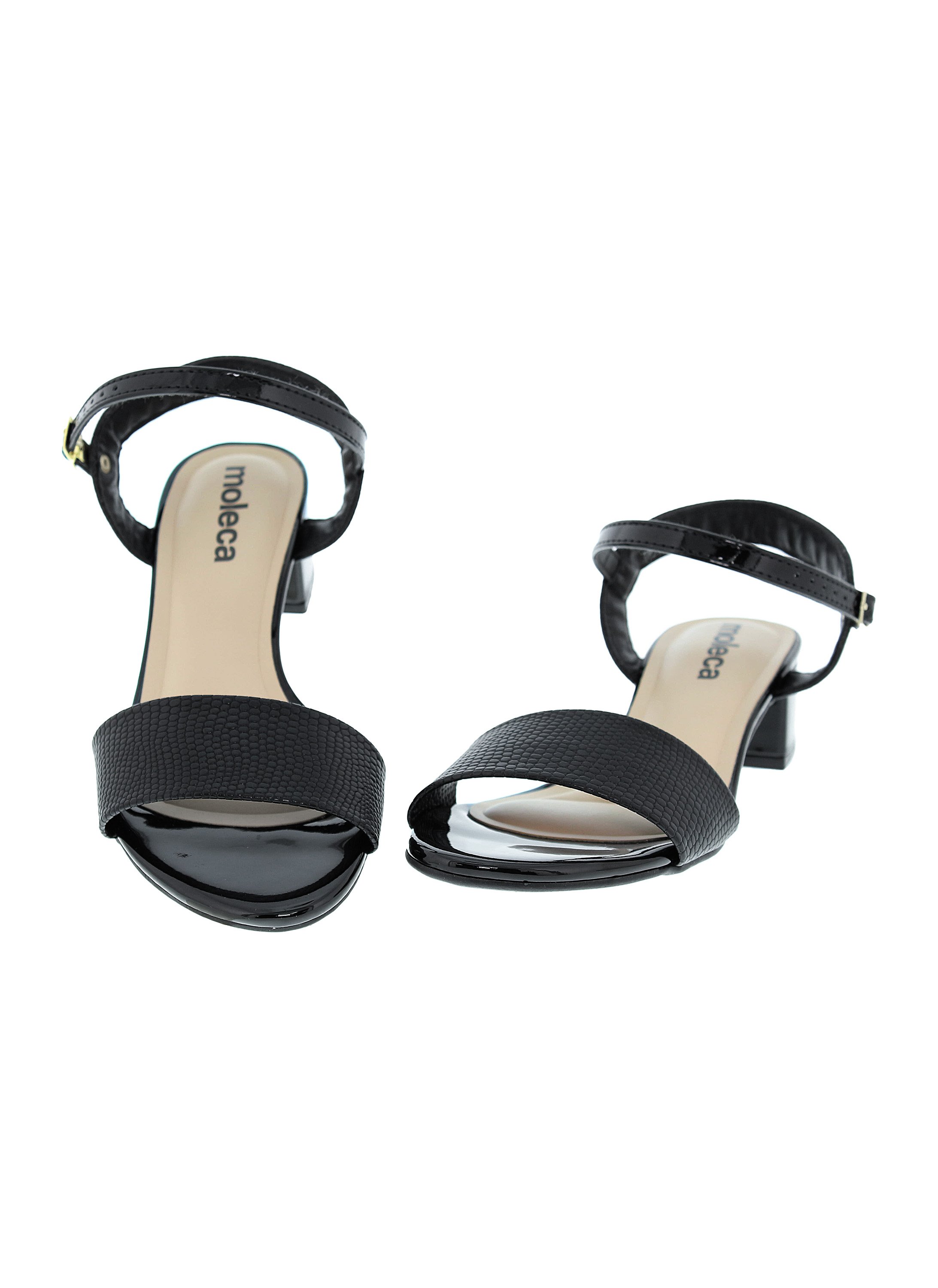 Black Low Heel Sandals with Ankle Strap