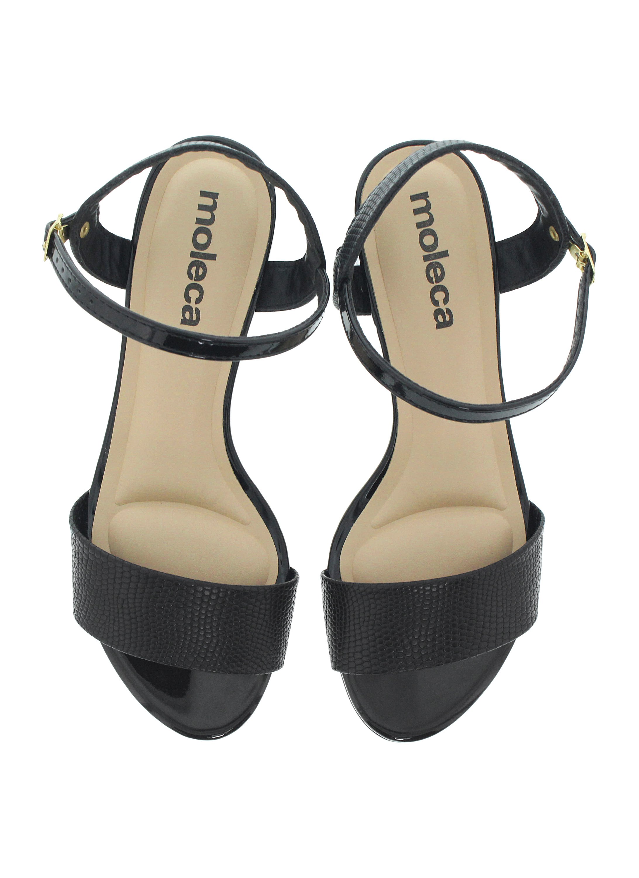 Black Low Heel Sandals with Ankle Strap