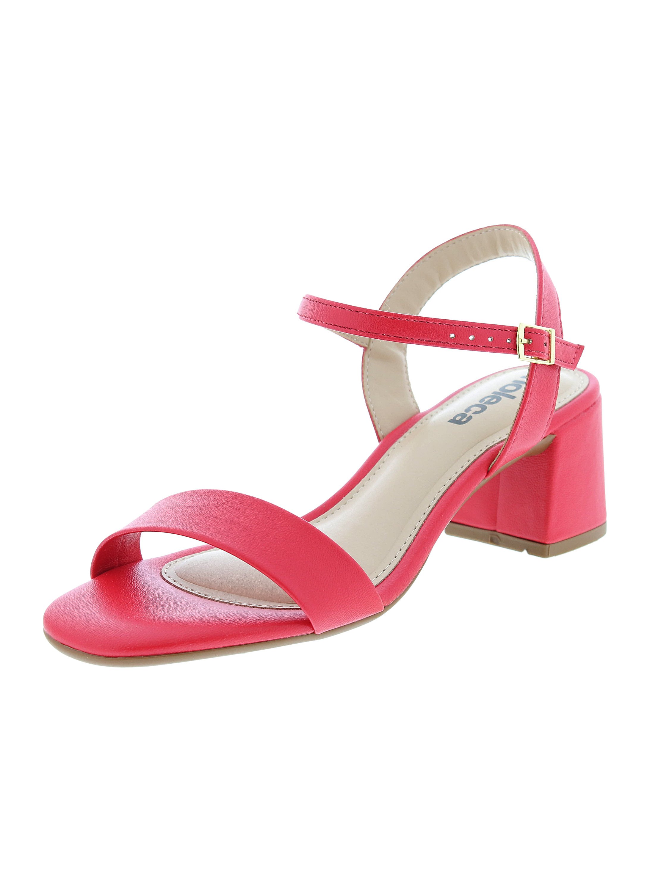 Pink Mid-Heel Sandals with Ankle Strap