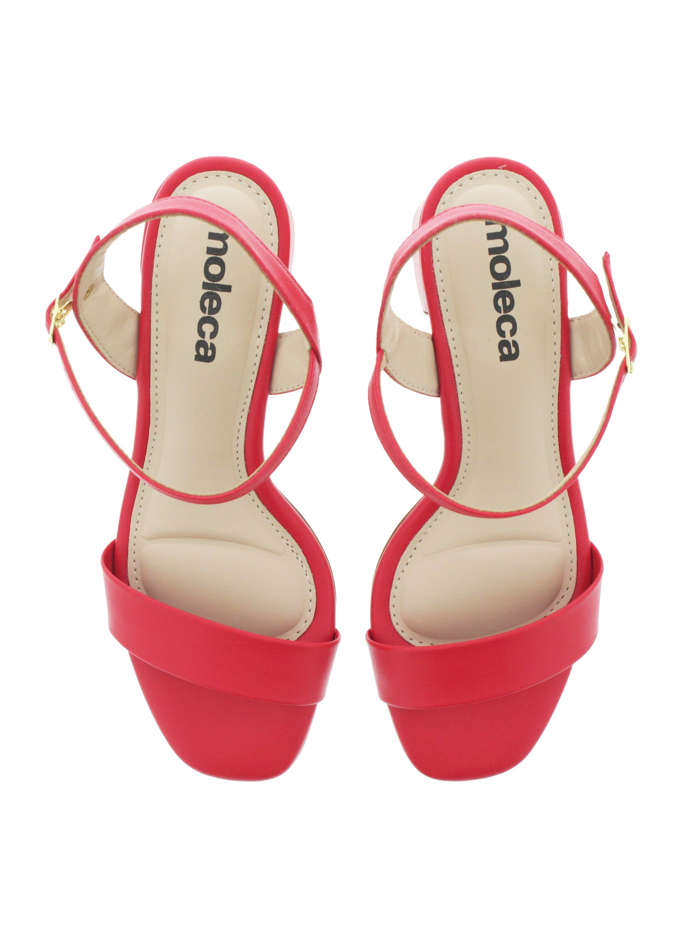 Pink Mid-Heel Sandals with Ankle Strap