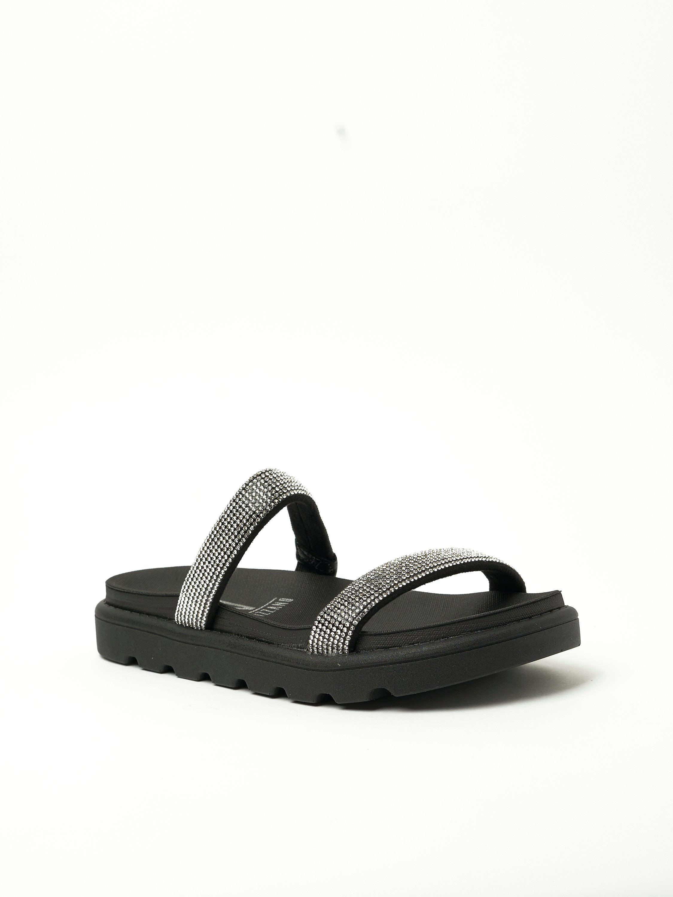 Black Embellished Comfort Sandals