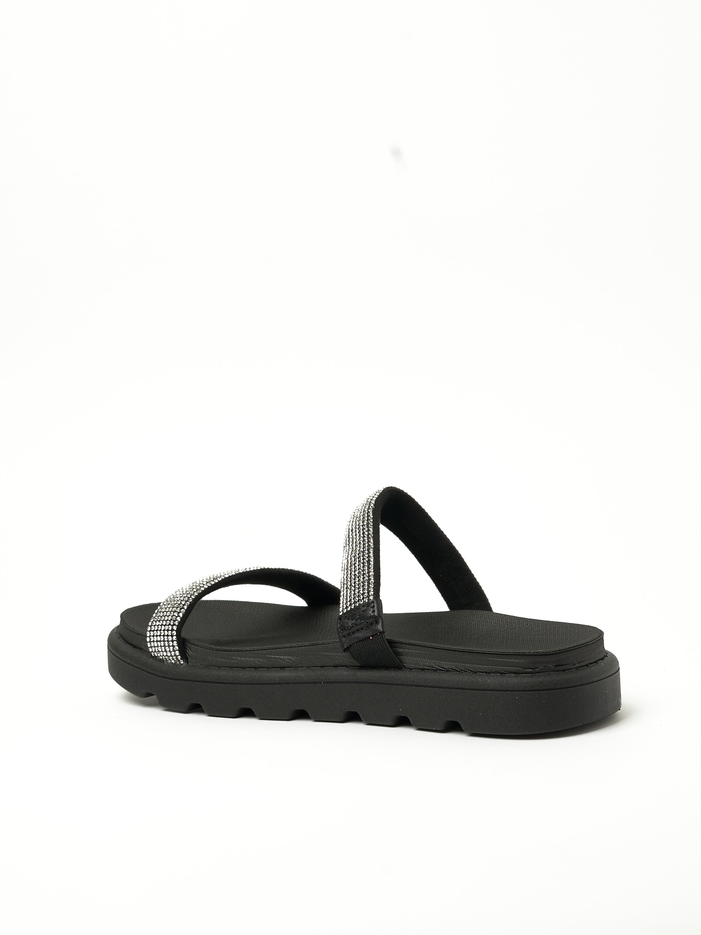 Black Embellished Comfort Sandals