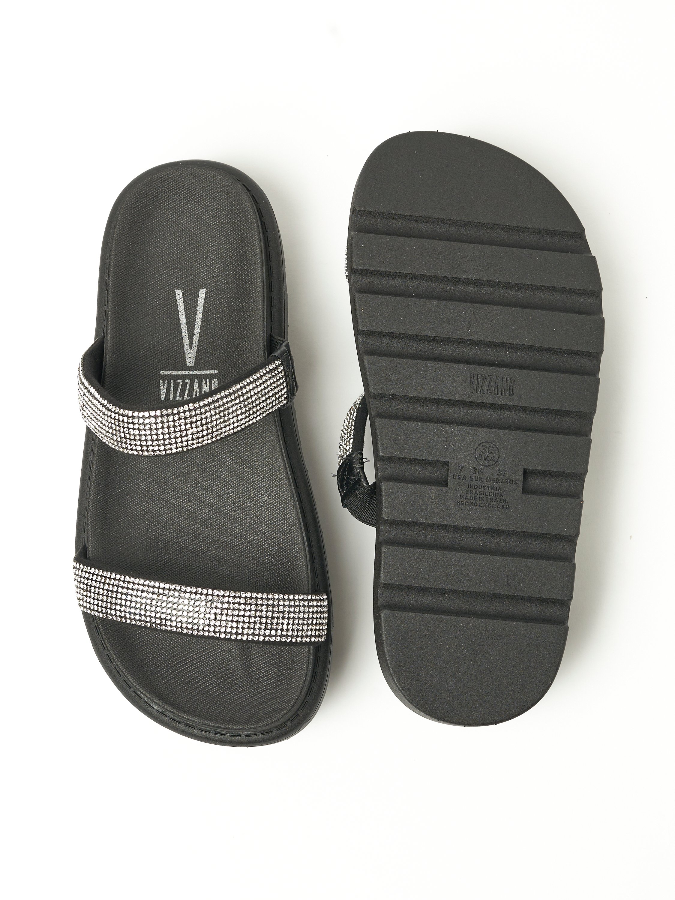 Black Embellished Comfort Sandals