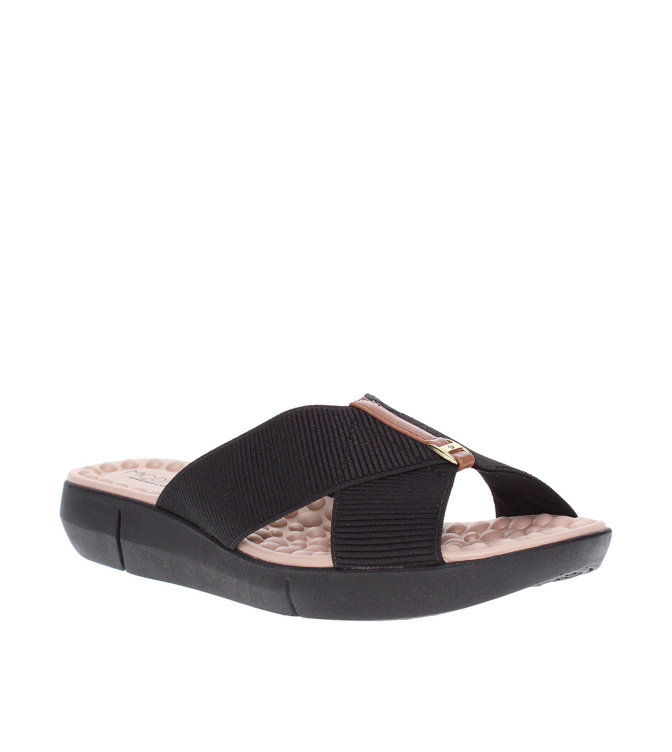 Black Comfort Flat Sandals