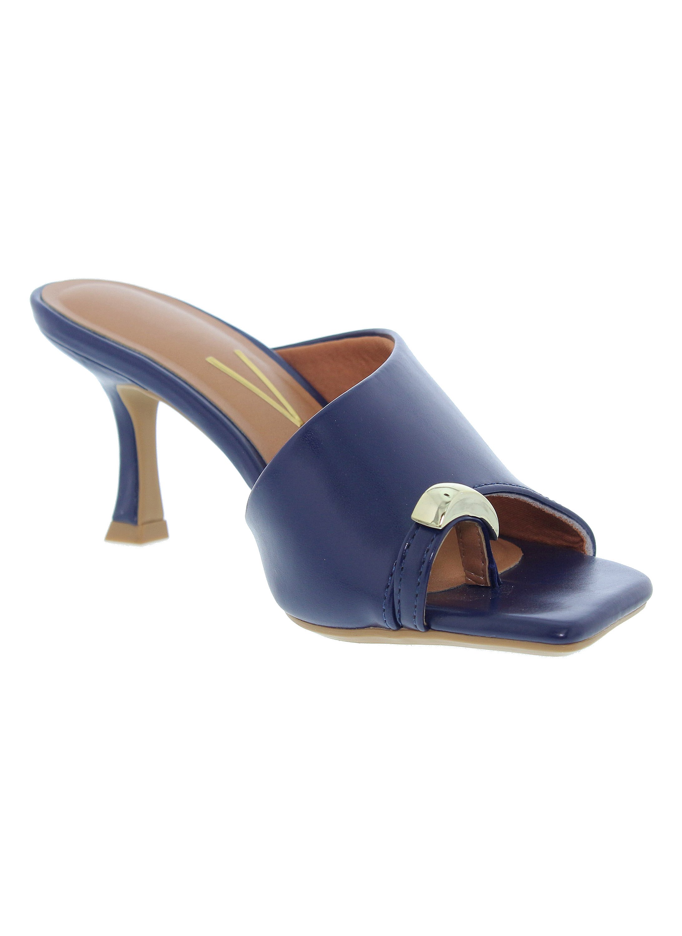 Navy Blue Mid-Heel Sandals