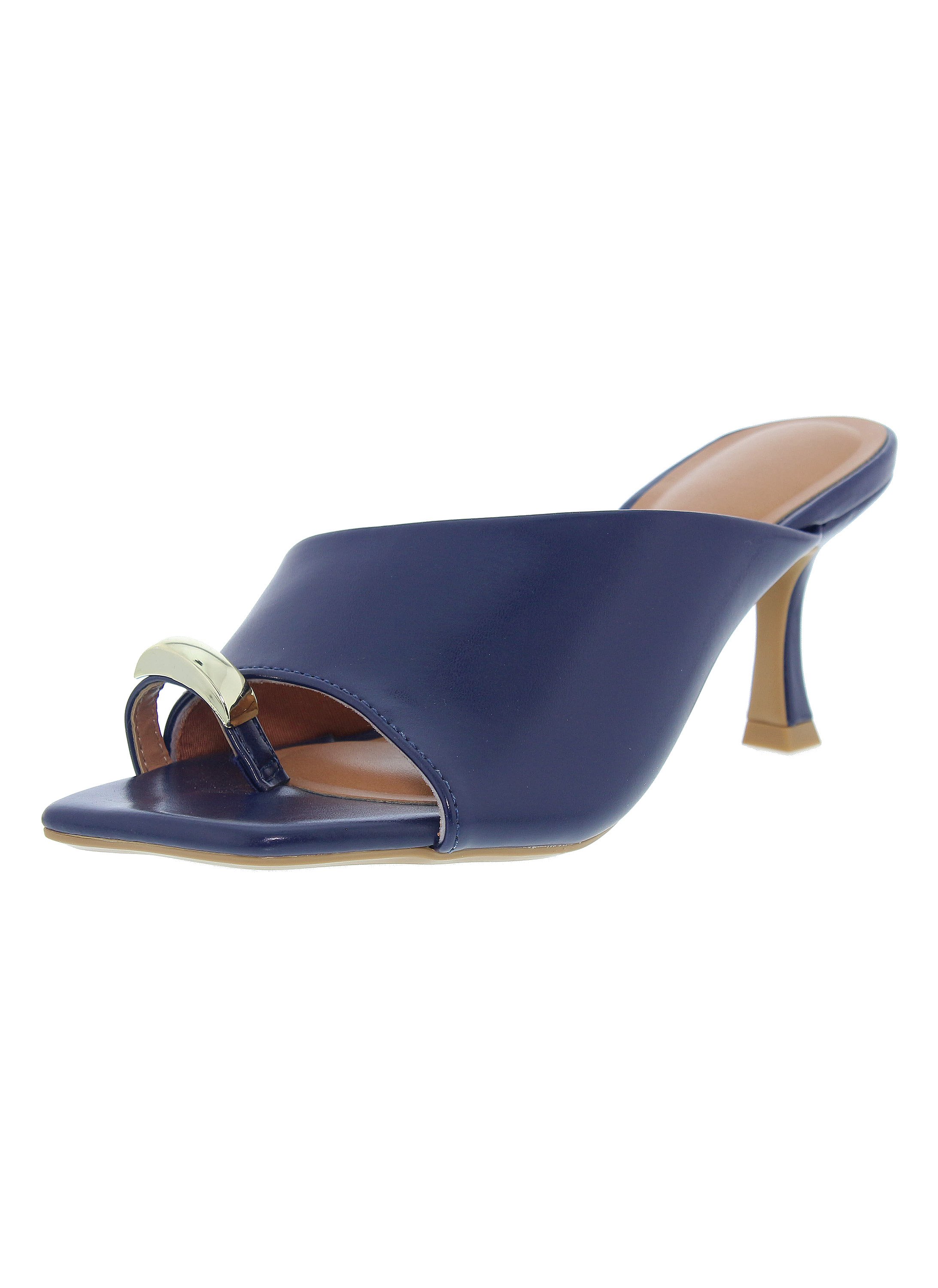 Navy Blue Mid-Heel Sandals