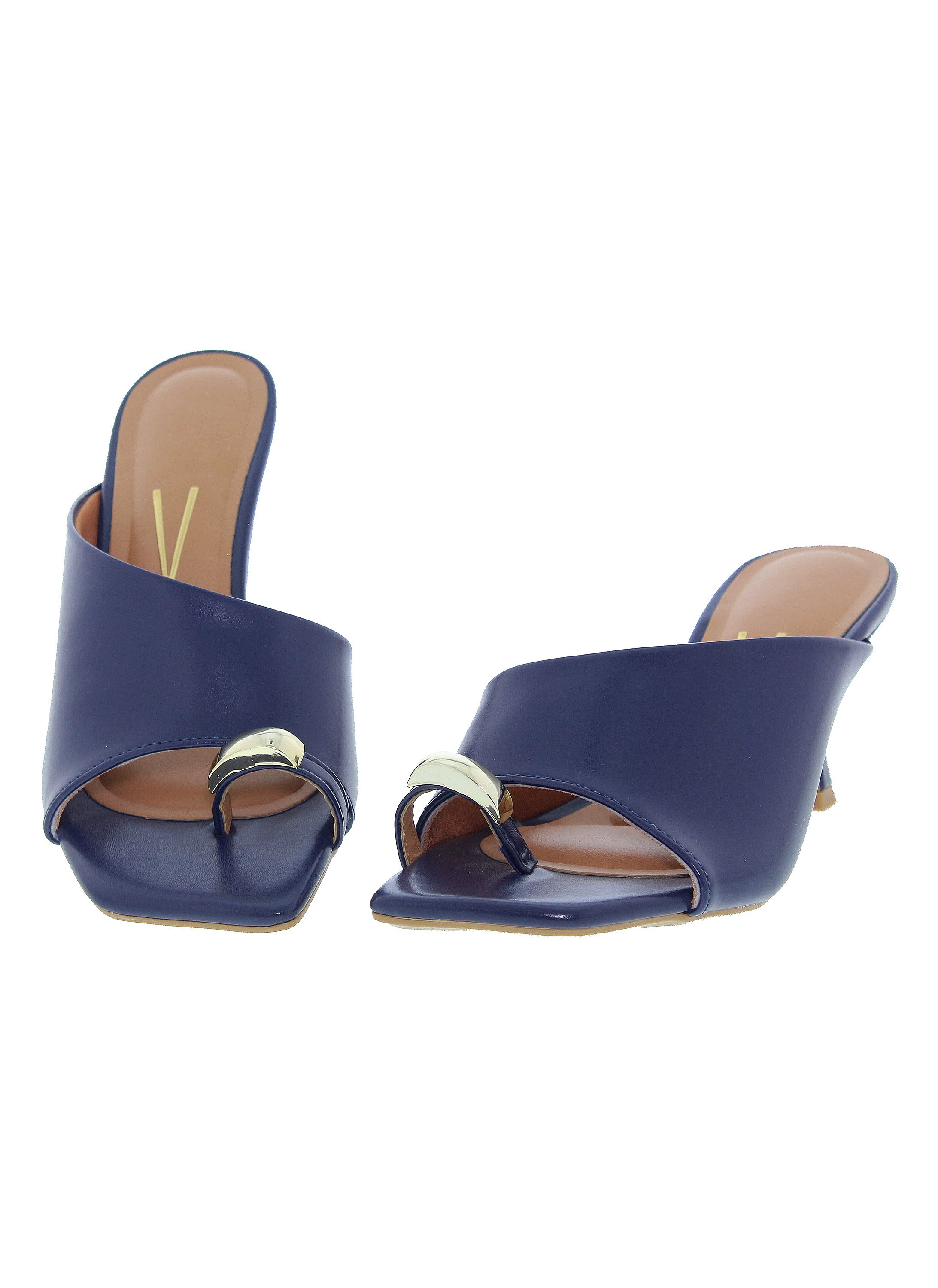 Navy Blue Mid-Heel Sandals