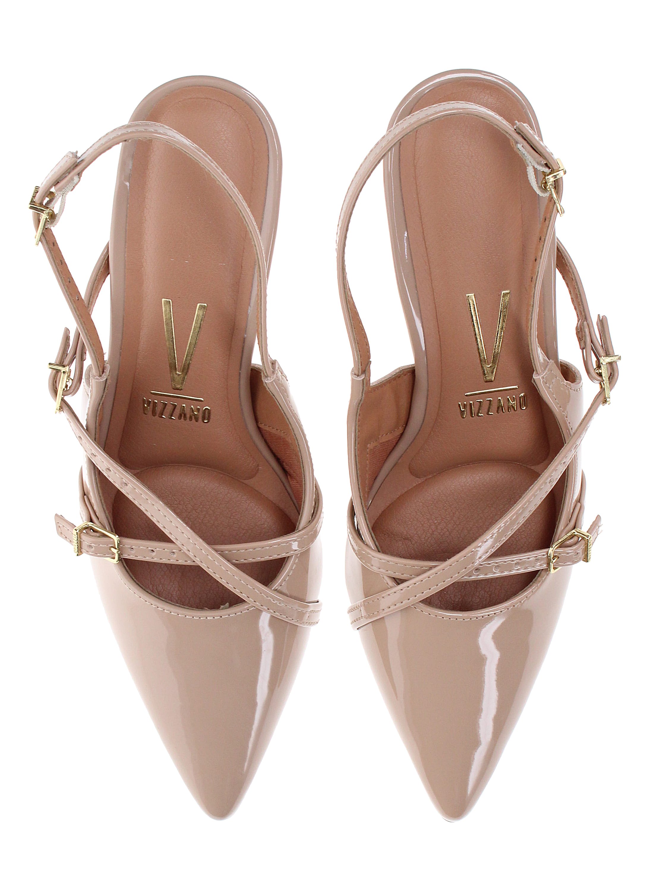 Nude Patent Slingback Mid Heel Sandals
