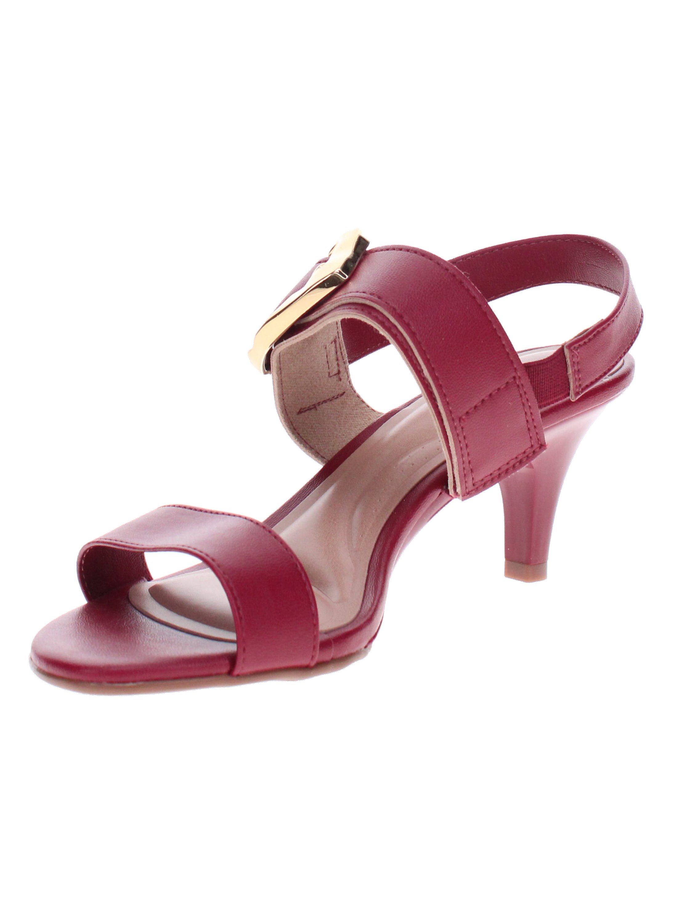 Red Metal Buckle Sandals