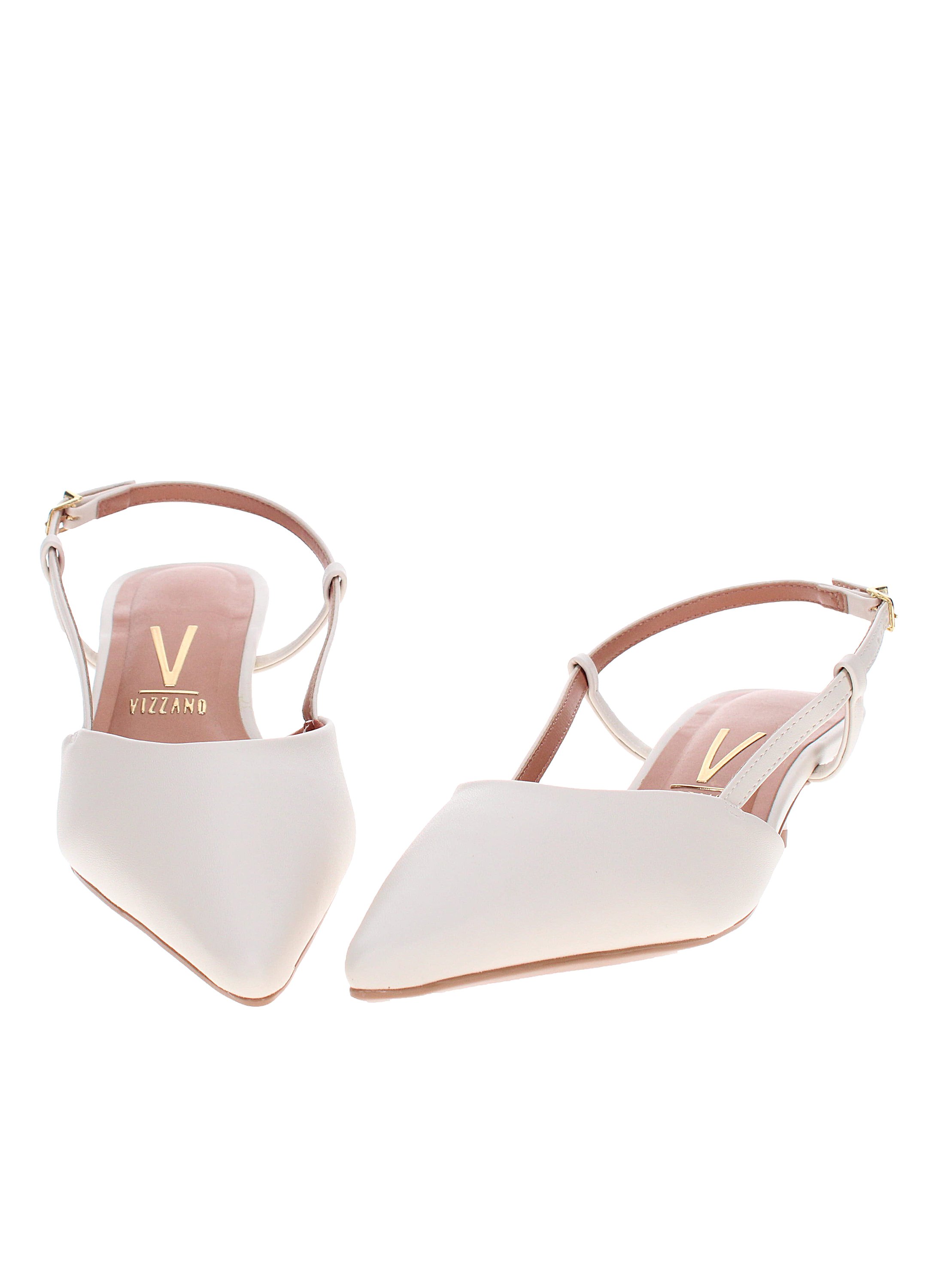 Off-White Low Heel Slingback Sandals
