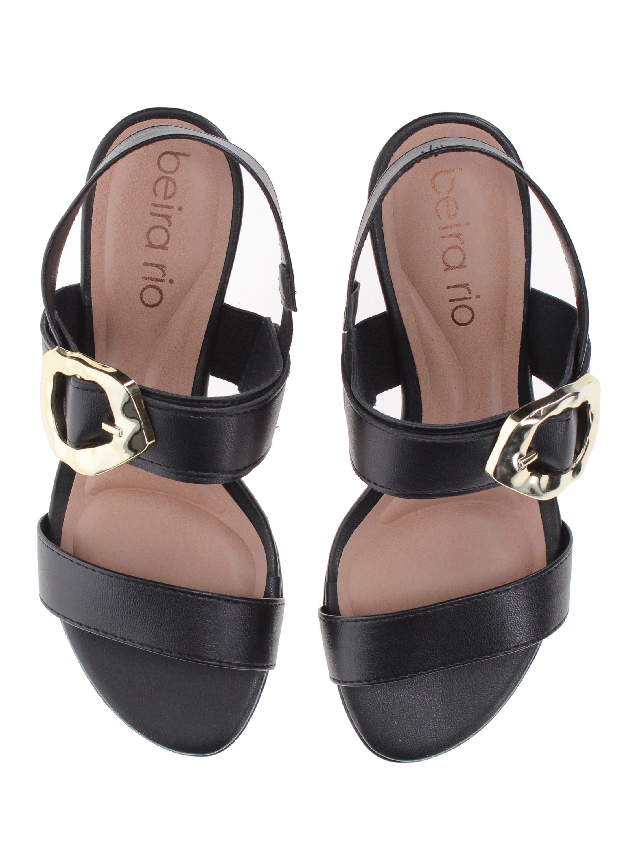 Black Mid Heel Sandals