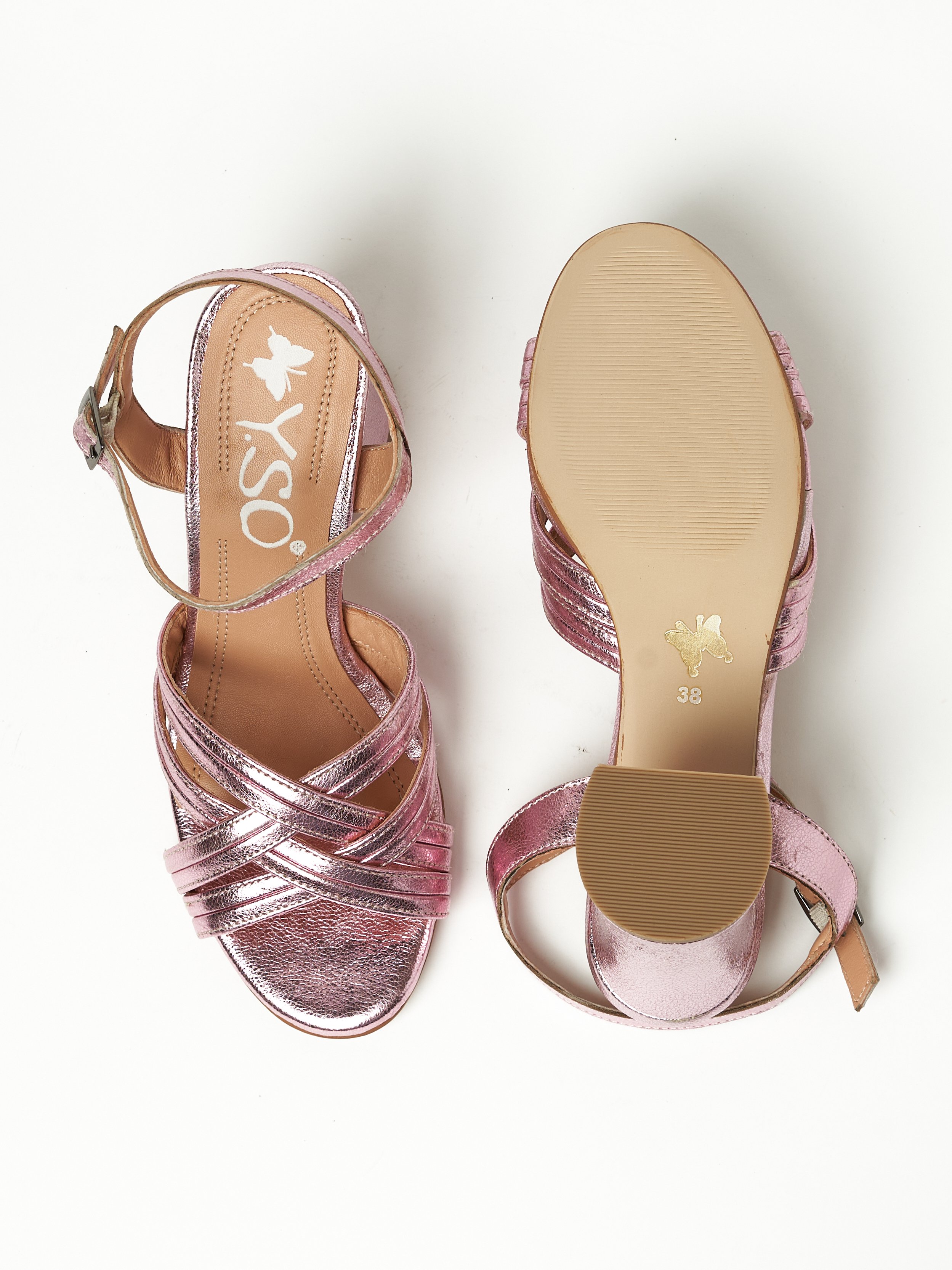 Pink Metallic High Heel Sandals