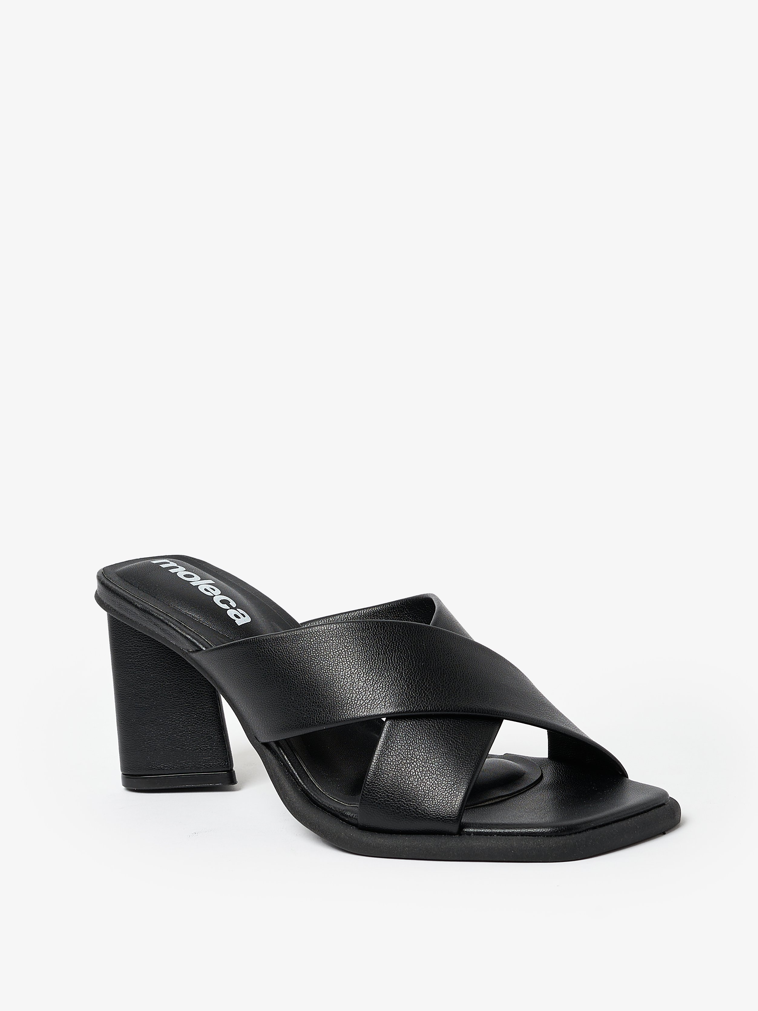 Black Cross Strap High Heel Sandals